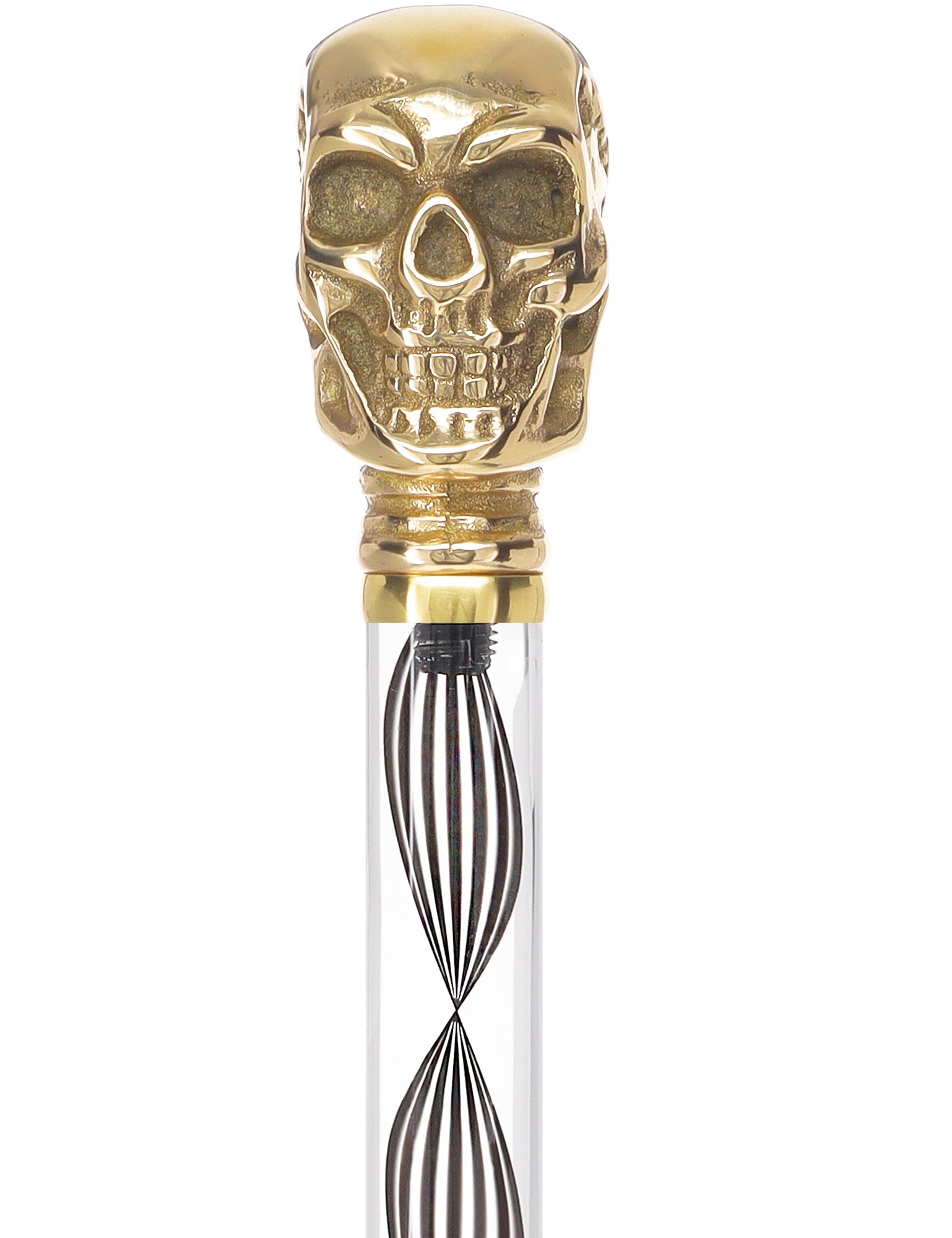 Crystal Elegance Brass Skull Cane with Invisible Acrylic Shaft Options Obsidian Helix Clear Lucite Walking Canes - Tophatter Daily Deals