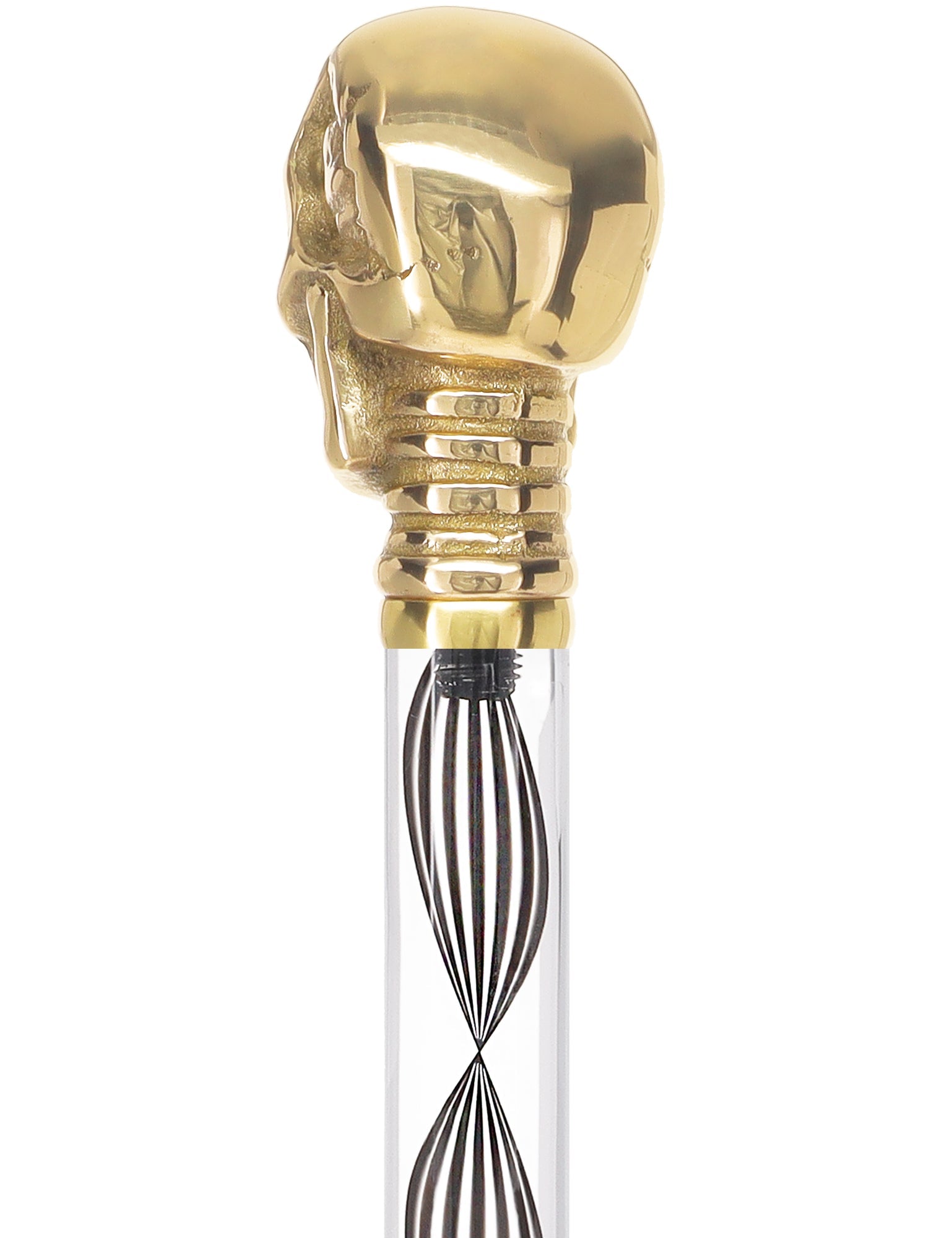 Crystal Elegance Brass Skull Cane with Invisible Acrylic Shaft Options Clear Lucite Walking Canes - Tophatter Daily Deals