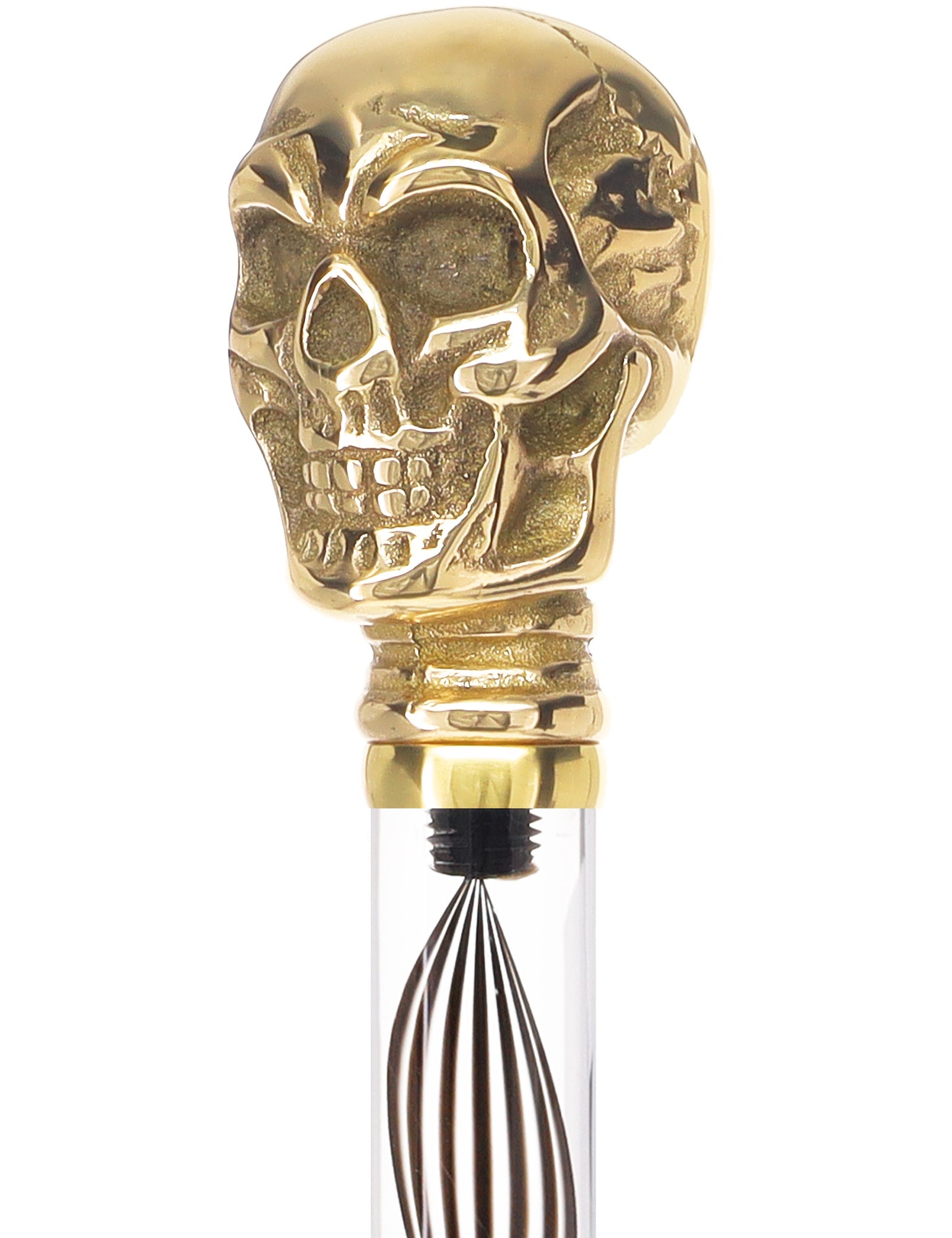 Crystal Elegance Brass Skull Cane with Invisible Acrylic Shaft Options Clear Lucite Walking Canes - Tophatter Daily Deals