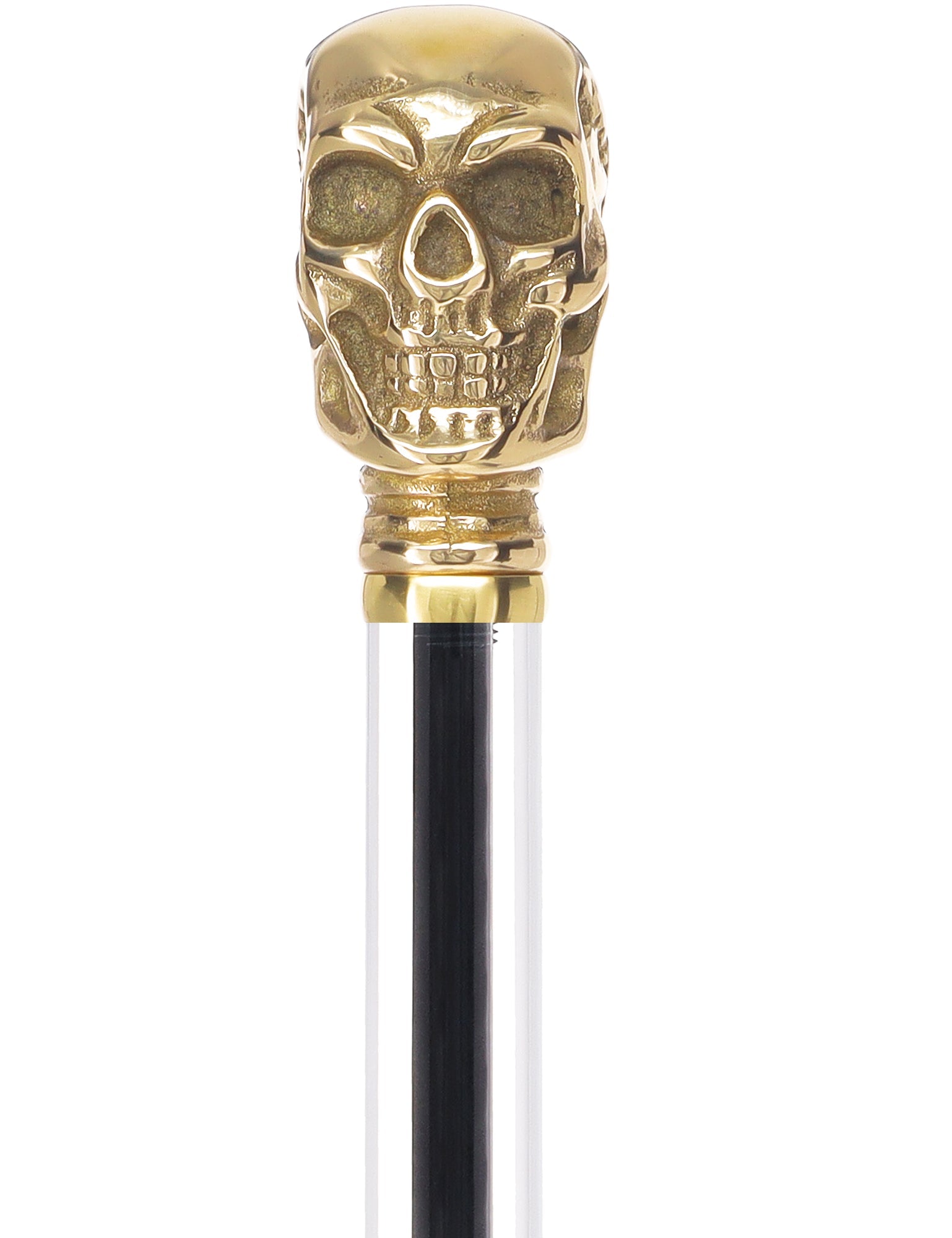 Crystal Elegance Brass Skull Cane with Invisible Acrylic Shaft Options Clear Lucite Walking Canes - Tophatter Daily Deals