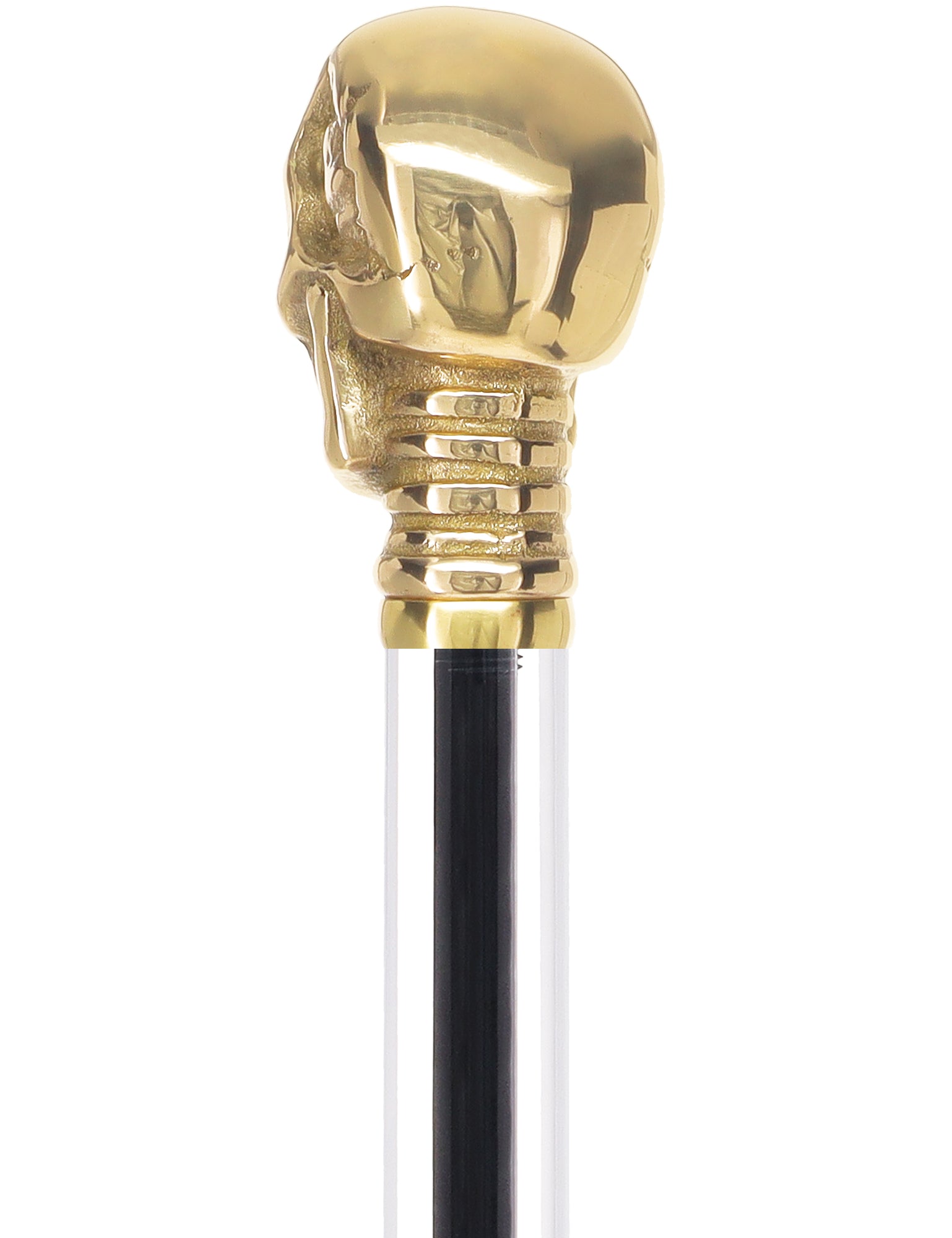 Crystal Elegance Brass Skull Cane with Invisible Acrylic Shaft Options Clear Lucite Walking Canes - Tophatter Daily Deals
