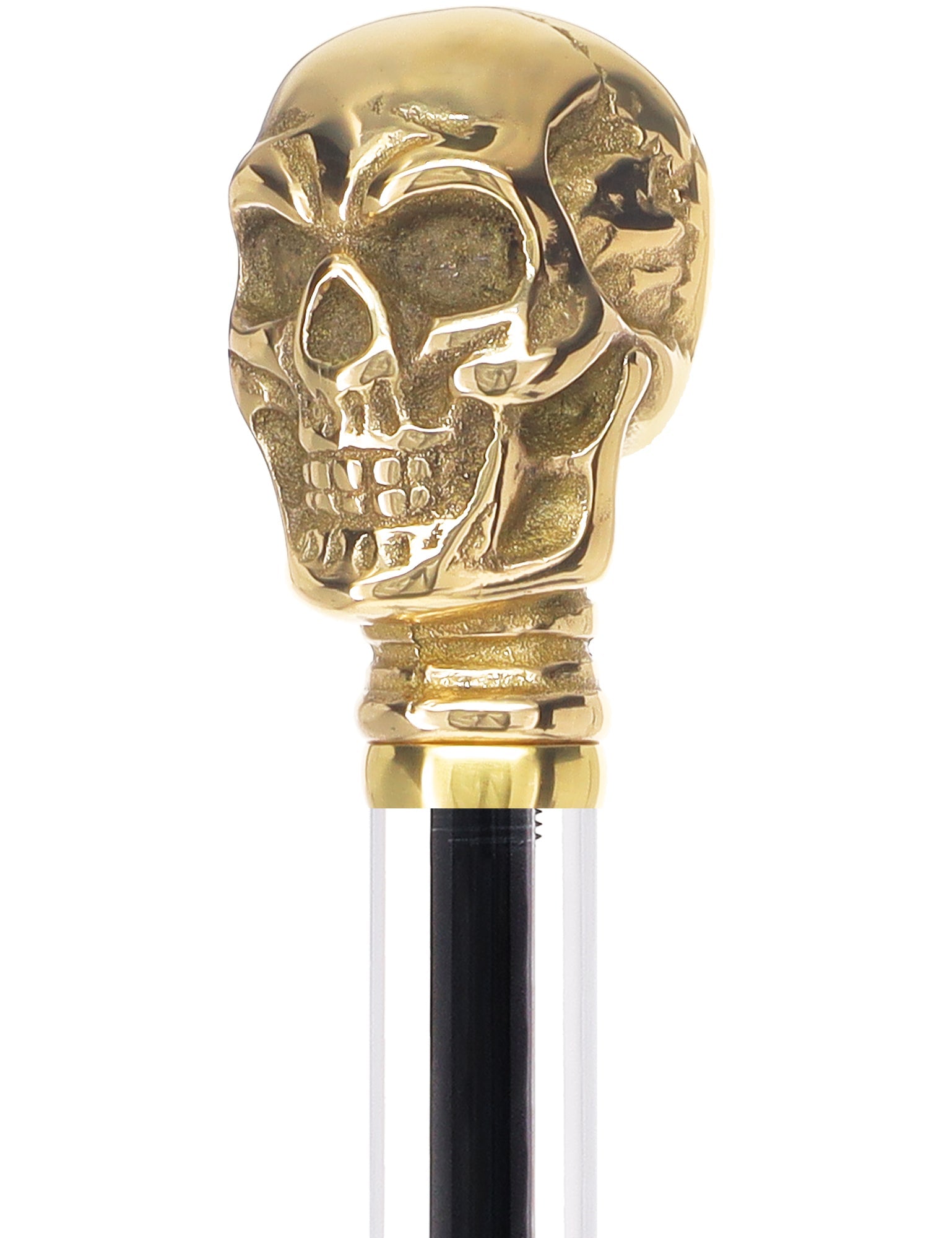 Crystal Elegance Brass Skull Cane with Invisible Acrylic Shaft Options Clear Lucite Walking Canes - Tophatter Daily Deals