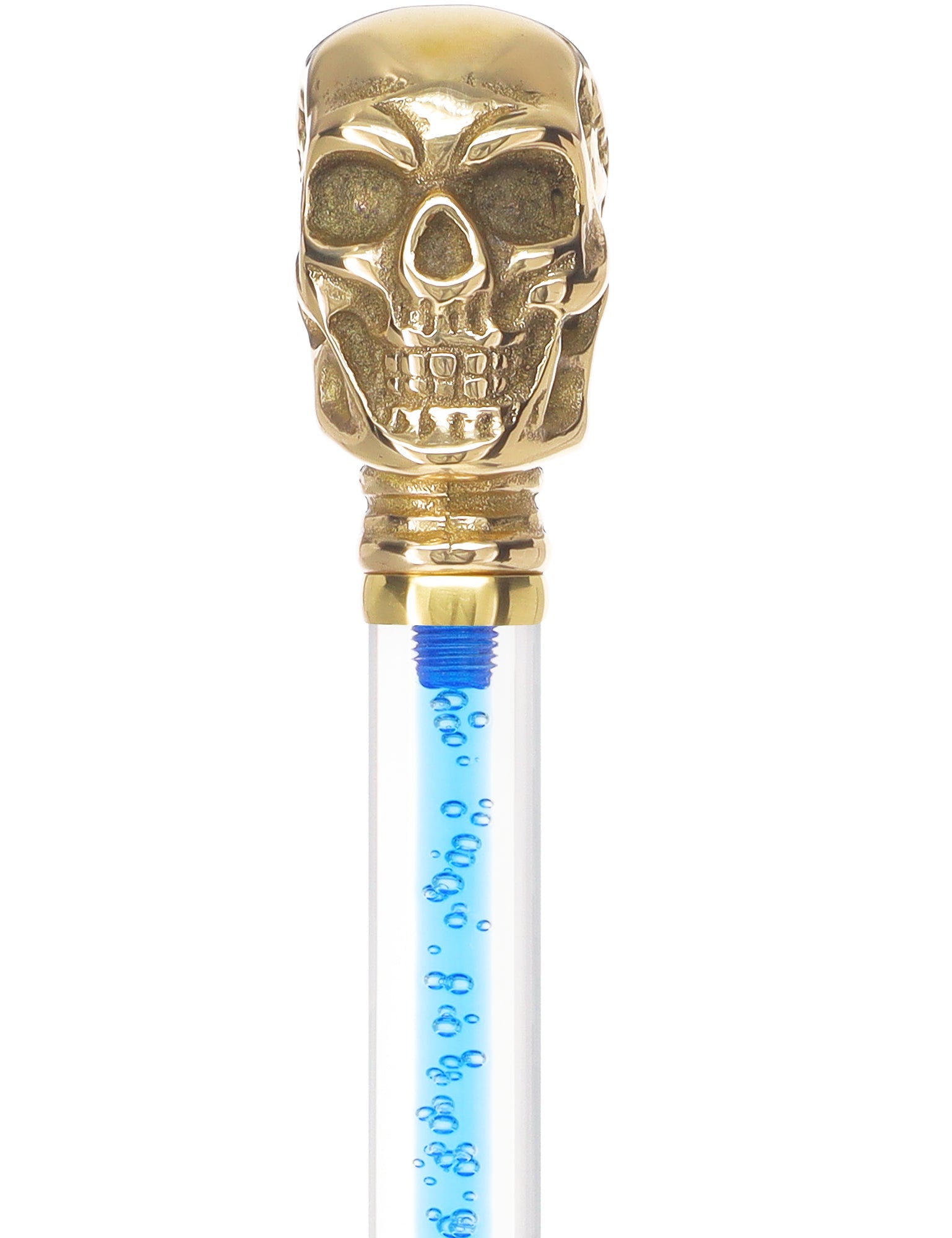 Color Crystal Elegance Brass Skull Cane with Invisible Acrylic Shaft Options Clear Lucite Walking Canes - Tophatter Daily Deals