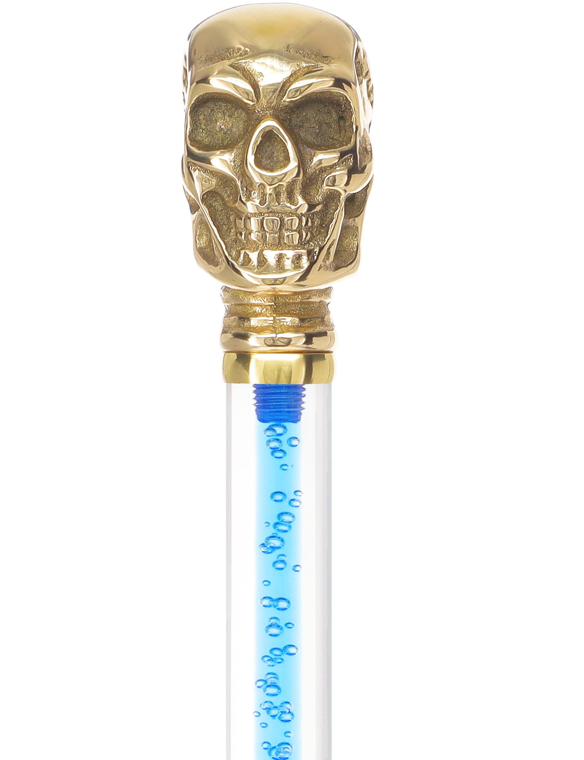 Color Crystal Elegance Brass Skull Cane with Invisible Acrylic Shaft Options Clear Lucite Walking Canes - Tophatter Daily Deals