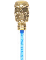 Color Crystal Elegance Brass Skull Cane with Invisible Acrylic Shaft Options Clear Lucite Walking Canes - Tophatter Daily Deals