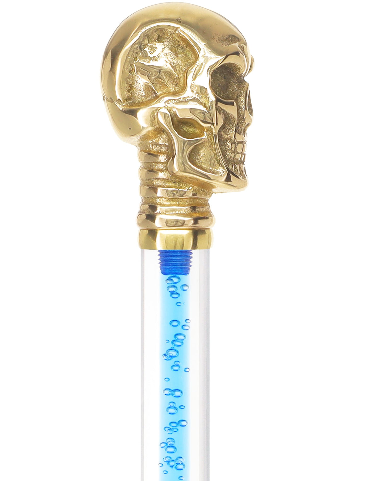 Color Crystal Elegance Brass Skull Cane with Invisible Acrylic Shaft Options Clear Lucite Walking Canes - Tophatter Daily Deals