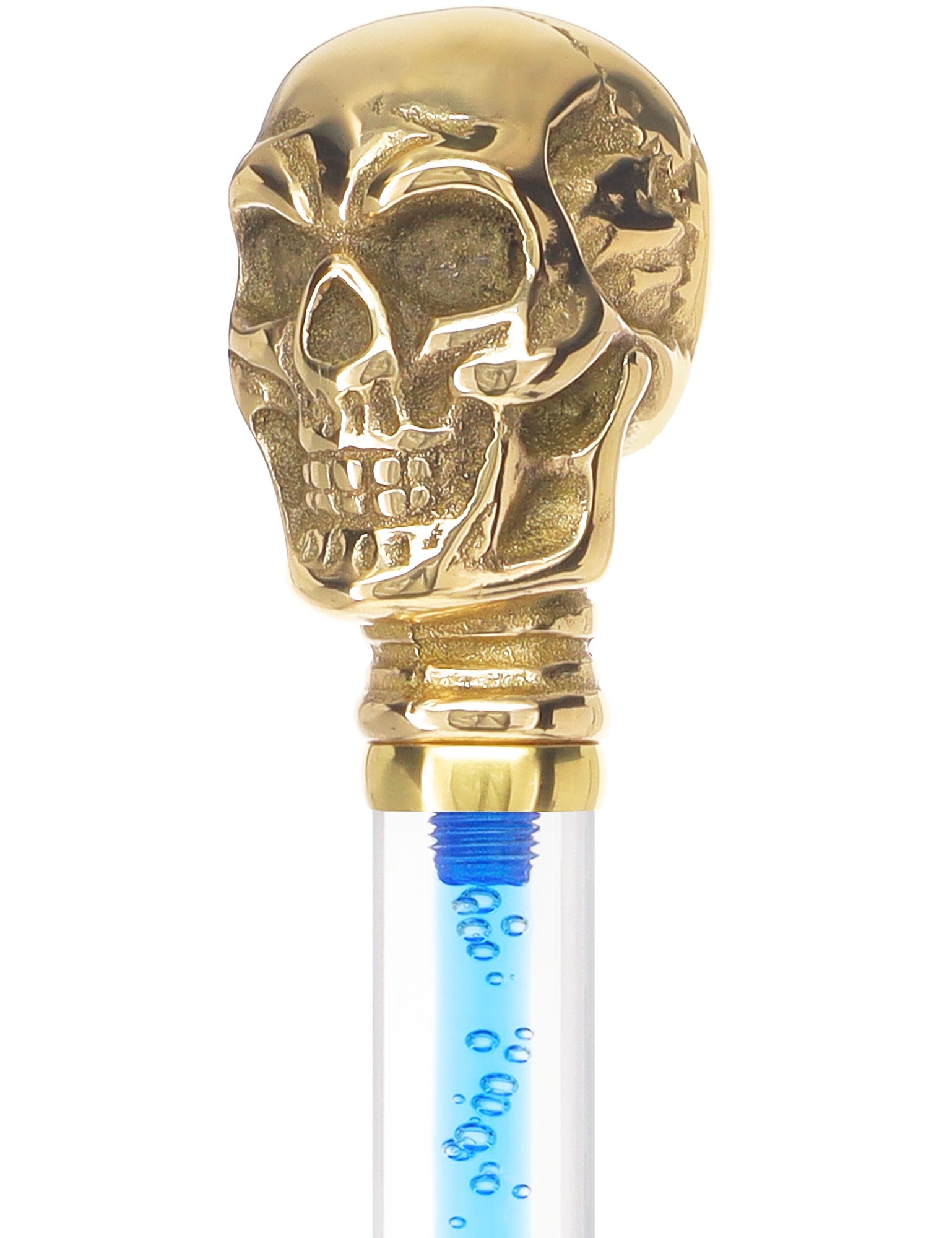 Color Crystal Elegance Brass Skull Cane with Invisible Acrylic Shaft Options Clear Lucite Walking Canes - Tophatter Daily Deals