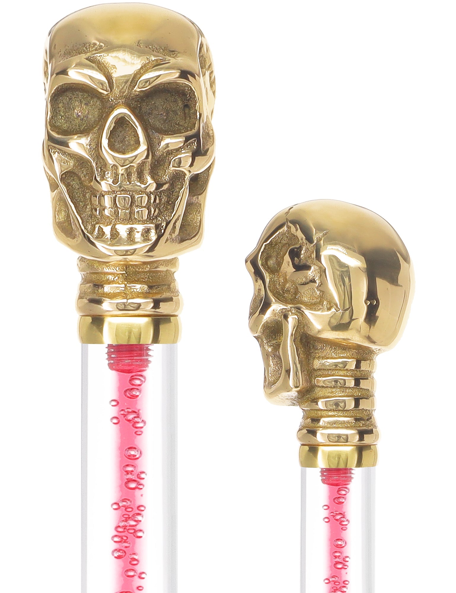 Color Crystal Elegance Brass Skull Cane with Invisible Acrylic Shaft Options Clear Lucite Walking Canes - Tophatter Daily Deals