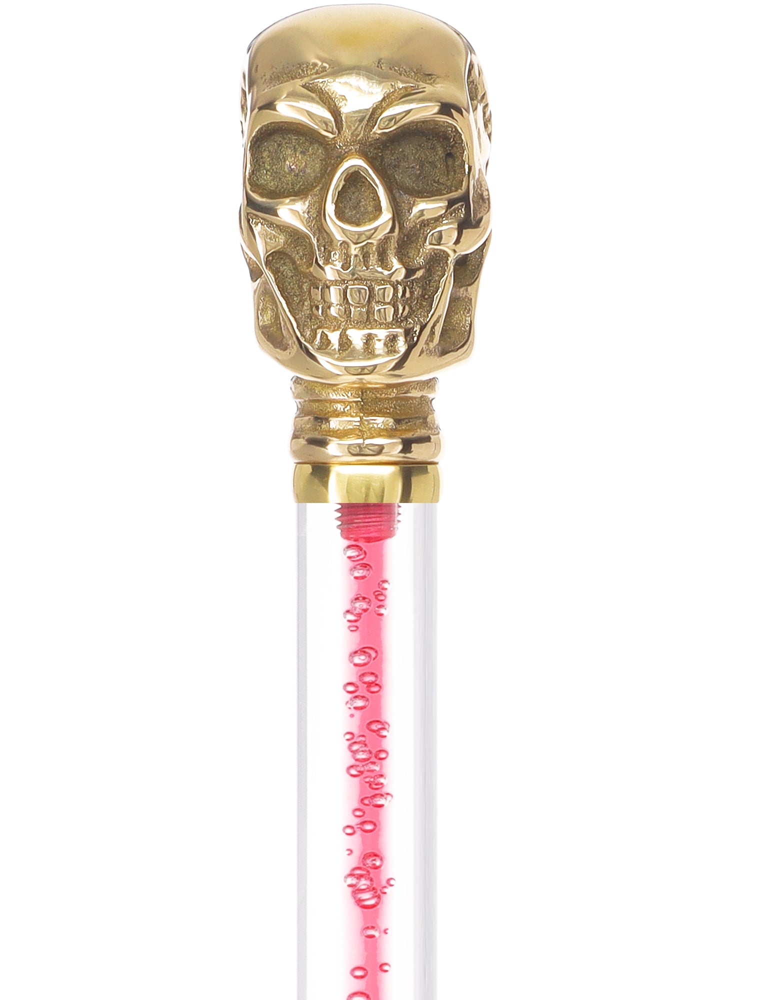 Color Crystal Elegance Brass Skull Cane with Invisible Acrylic Shaft Options Clear Lucite Walking Canes - Tophatter Daily Deals