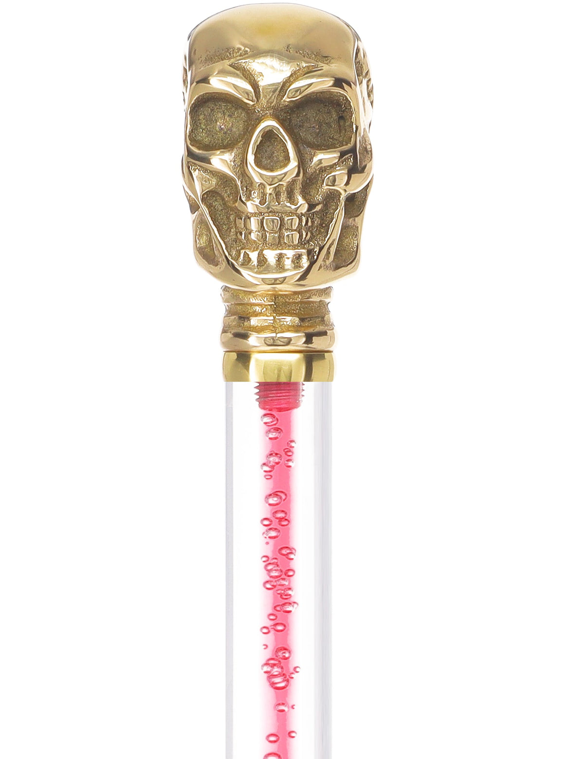 Color Crystal Elegance Brass Skull Cane with Invisible Acrylic Shaft Options Clear Lucite Walking Canes - Tophatter Daily Deals