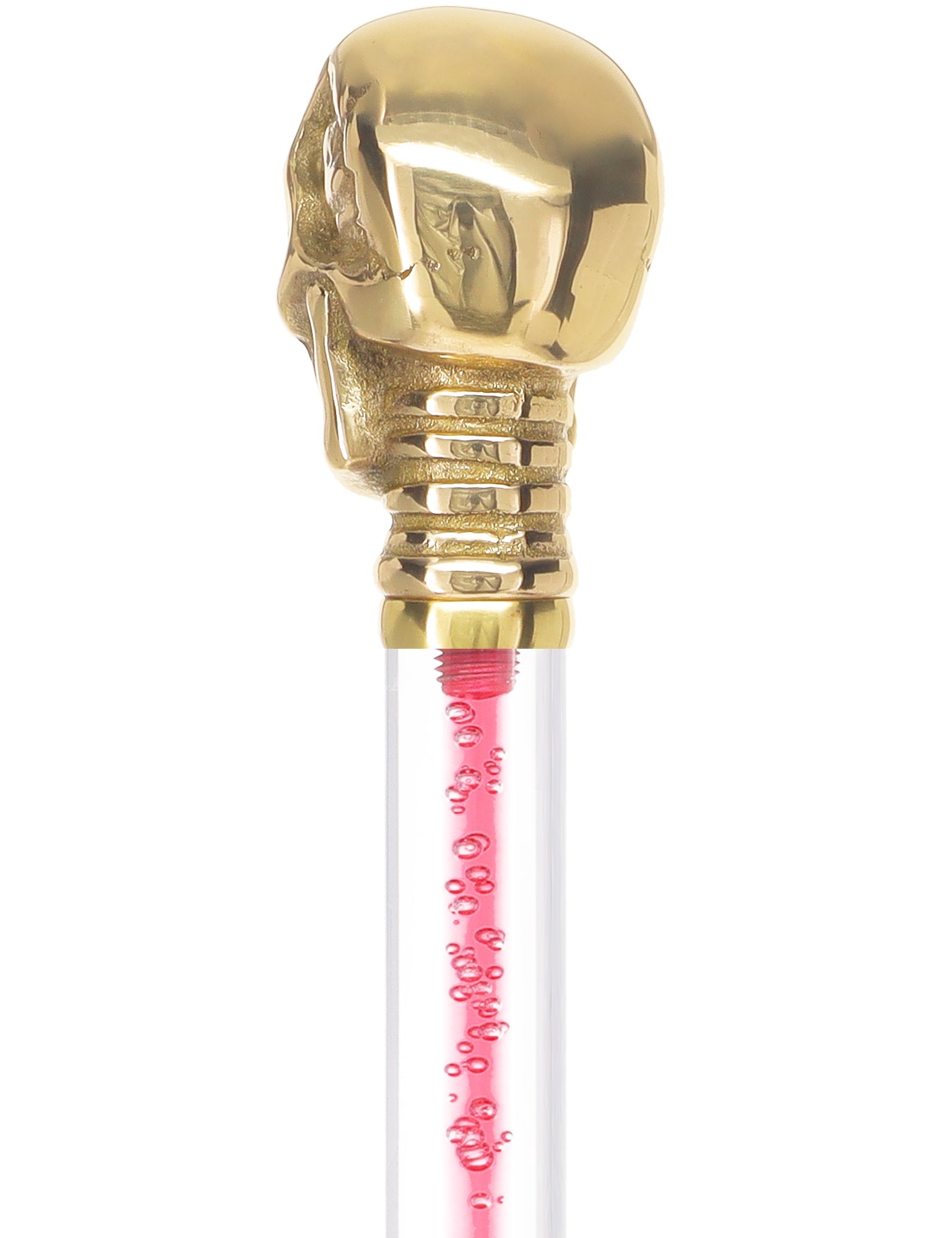Color Crystal Elegance Brass Skull Cane with Invisible Acrylic Shaft Options Clear Lucite Walking Canes - Tophatter Daily Deals