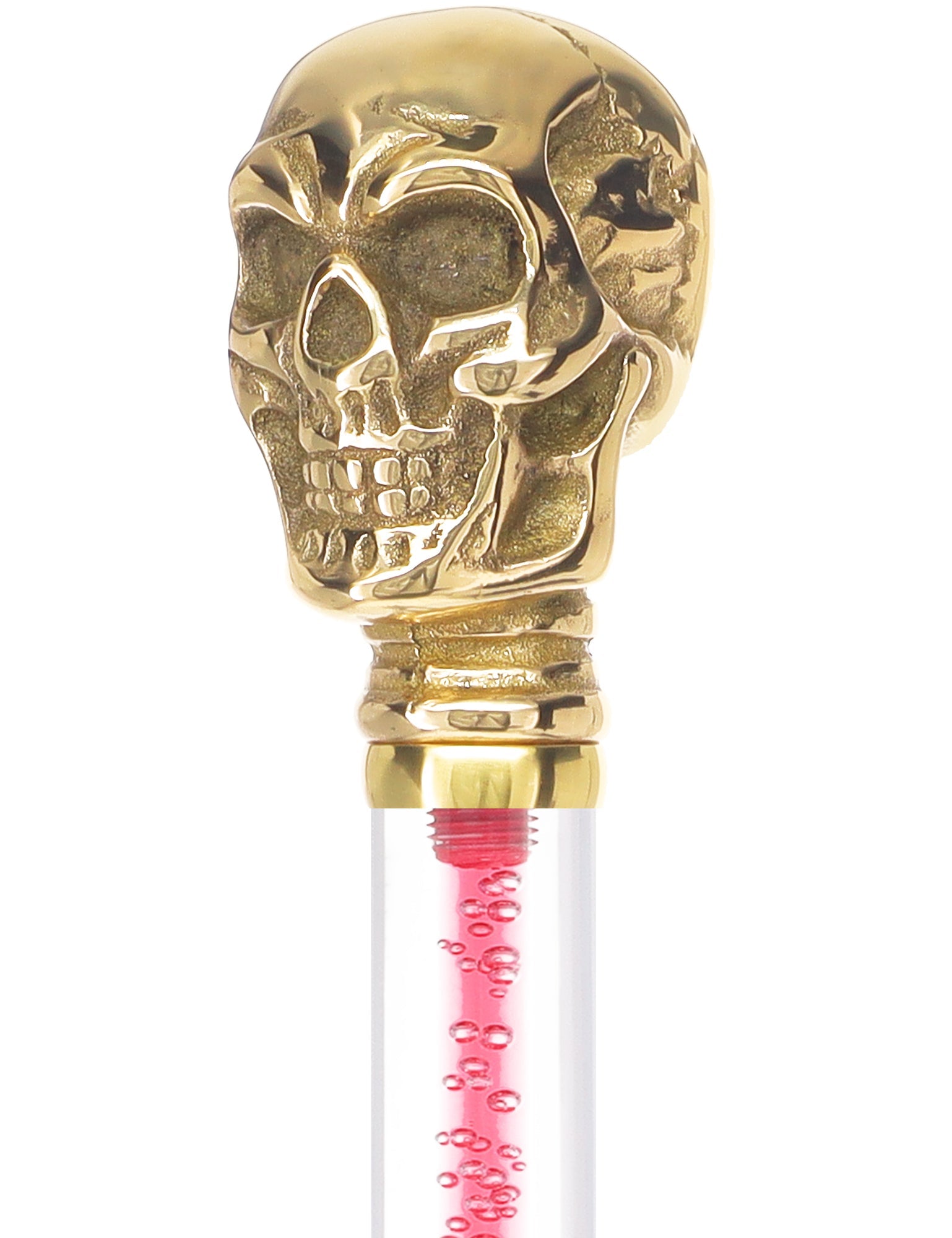 Color Crystal Elegance Brass Skull Cane with Invisible Acrylic Shaft Options Clear Lucite Walking Canes - Tophatter Daily Deals
