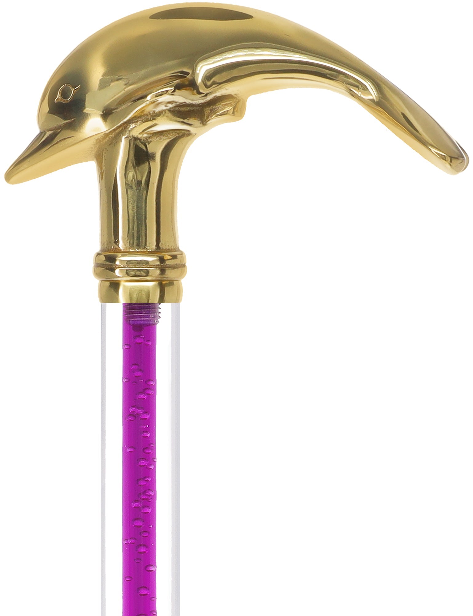 Color Crystal Elegance Brass Dolphin Cane with Invisible Acrylic Shaft Options Clear Lucite Walking Canes - Tophatter Daily Deals