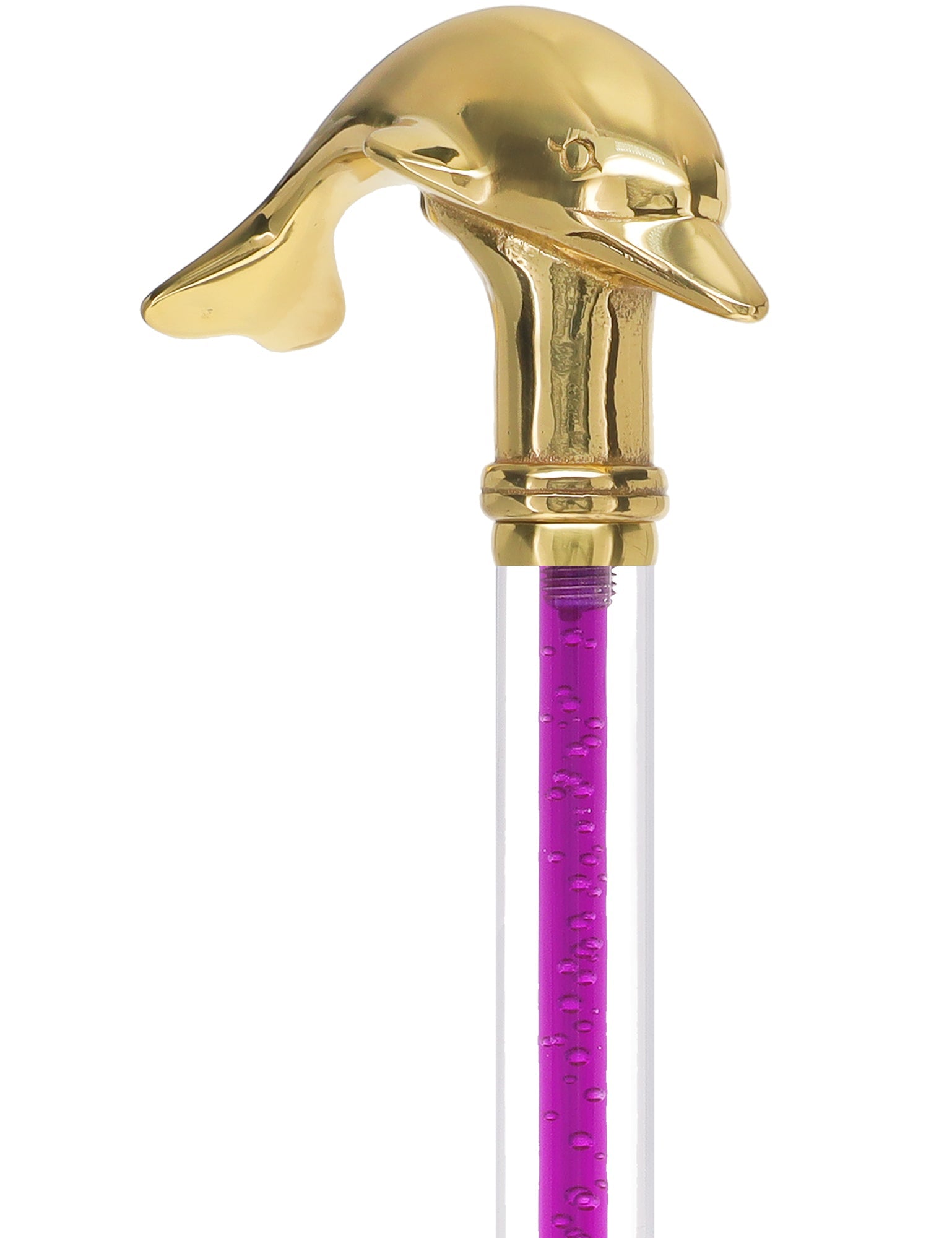Color Crystal Elegance Brass Dolphin Cane with Invisible Acrylic Shaft Options Clear Lucite Walking Canes - Tophatter Daily Deals