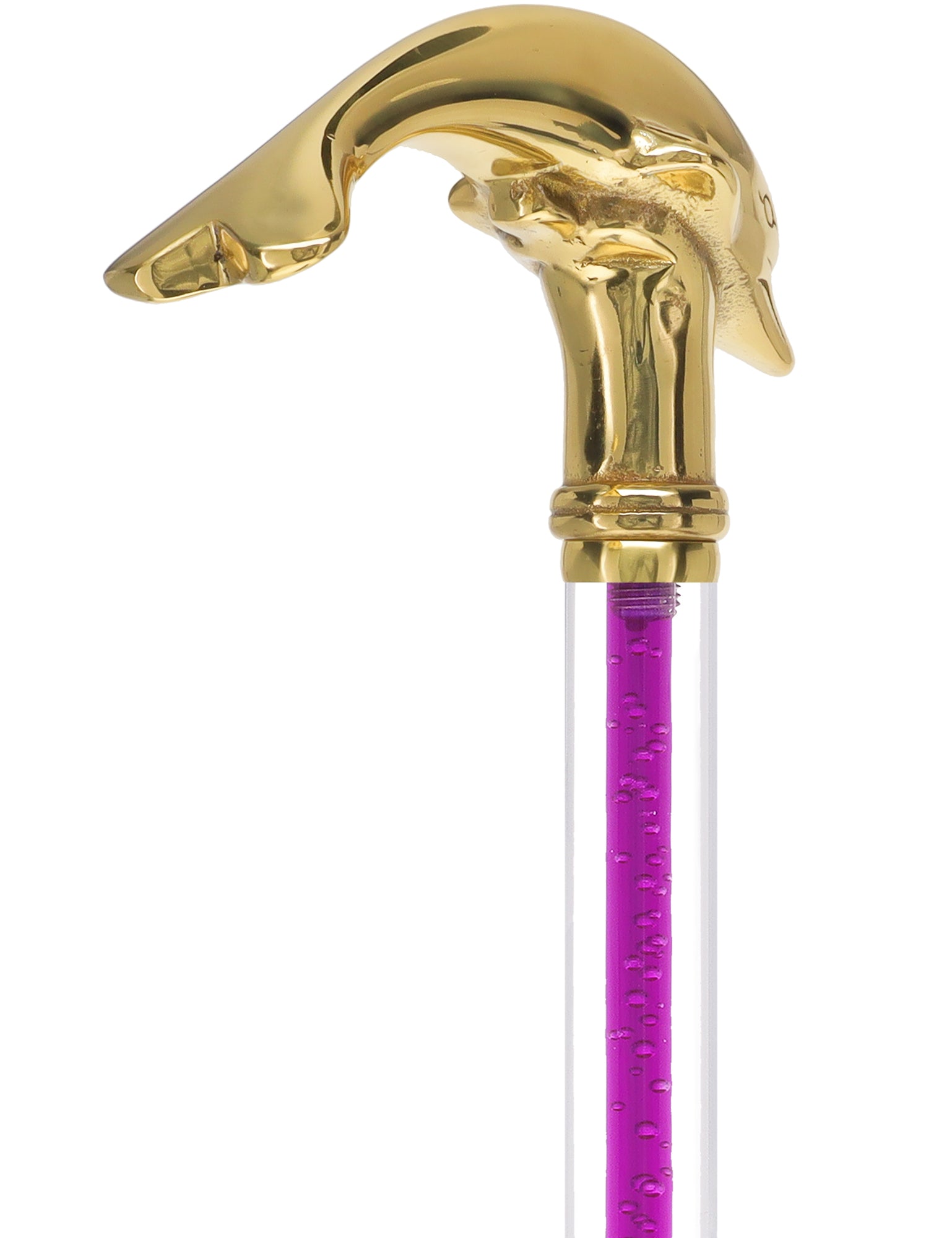 Color Crystal Elegance Brass Dolphin Cane with Invisible Acrylic Shaft Options Clear Lucite Walking Canes - Tophatter Daily Deals
