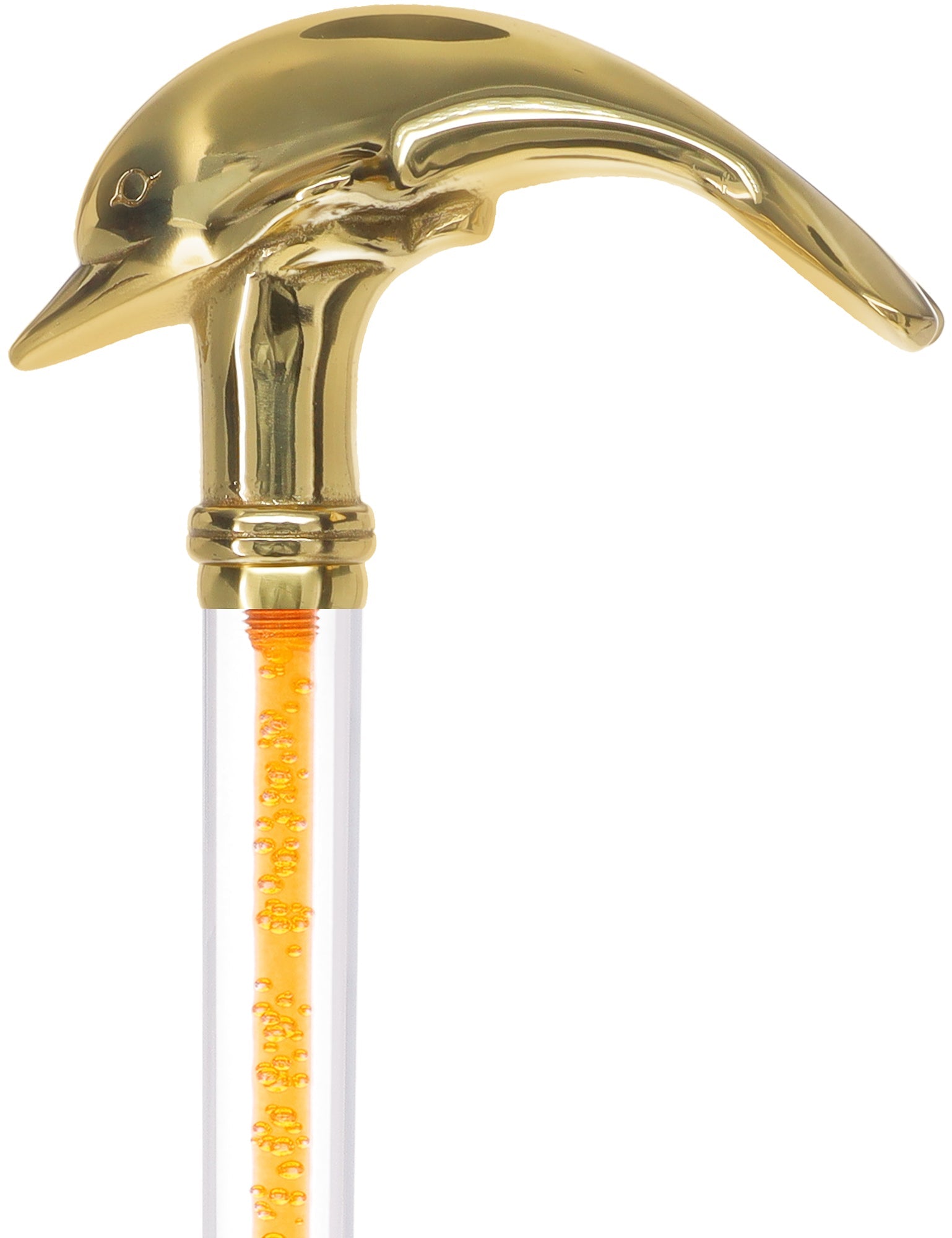 Color Crystal Elegance Brass Dolphin Cane with Invisible Acrylic Shaft Options Clear Lucite Walking Canes - Tophatter Daily Deals