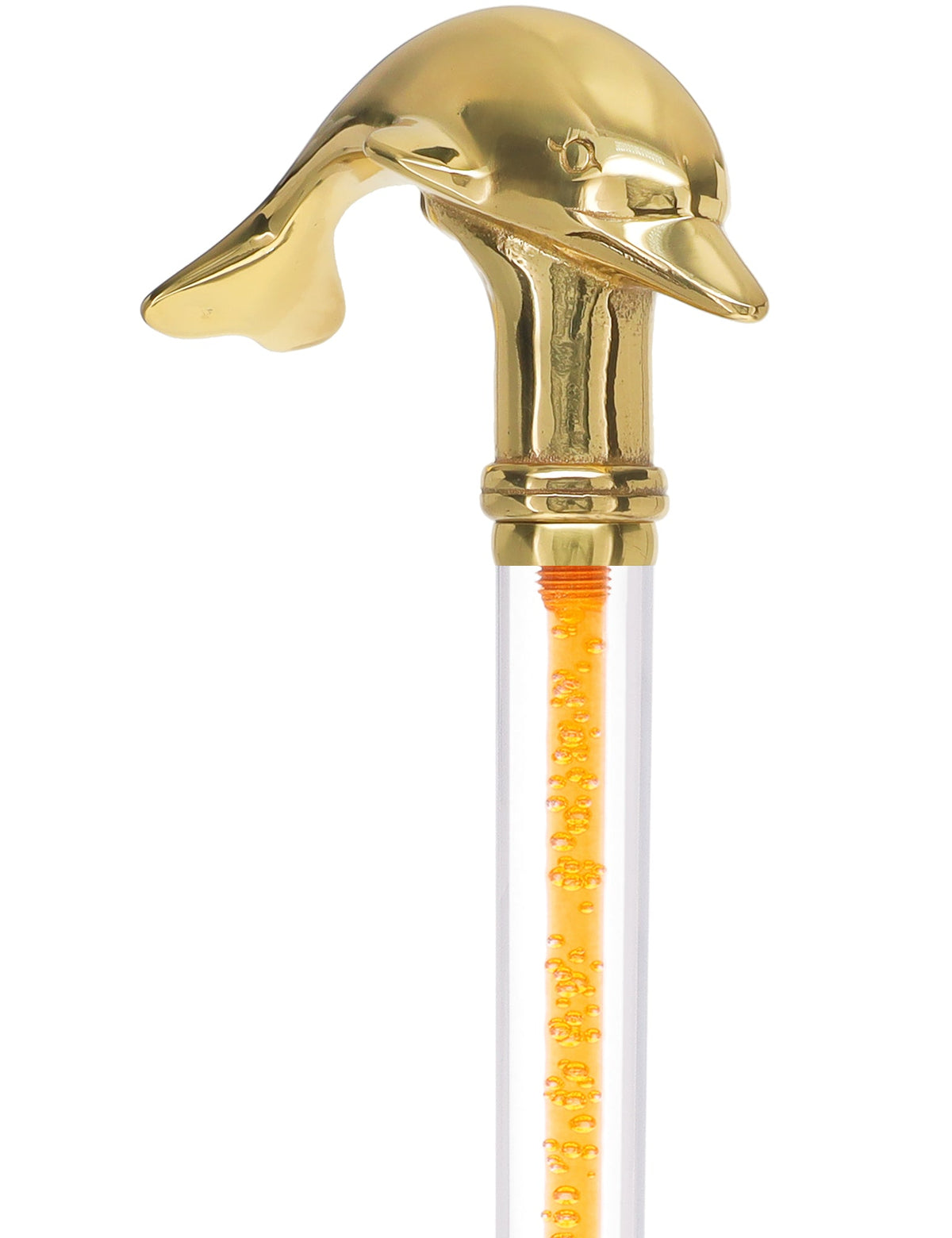 Color Crystal Elegance Brass Dolphin Cane with Invisible Acrylic Shaft Options Clear Lucite Walking Canes - Tophatter Daily Deals