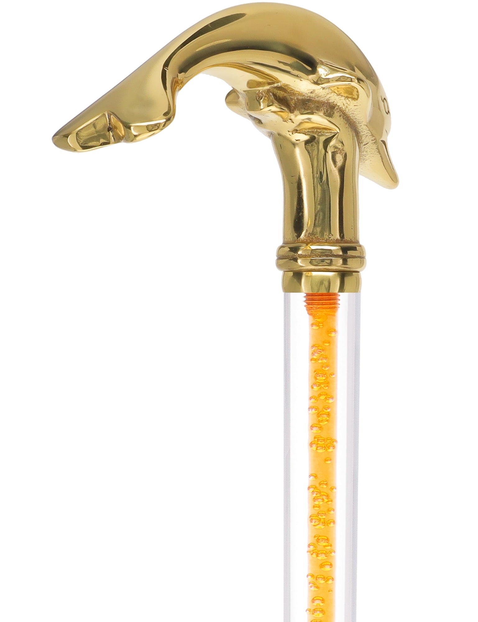 Color Crystal Elegance Brass Dolphin Cane with Invisible Acrylic Shaft Options Clear Lucite Walking Canes - Tophatter Daily Deals