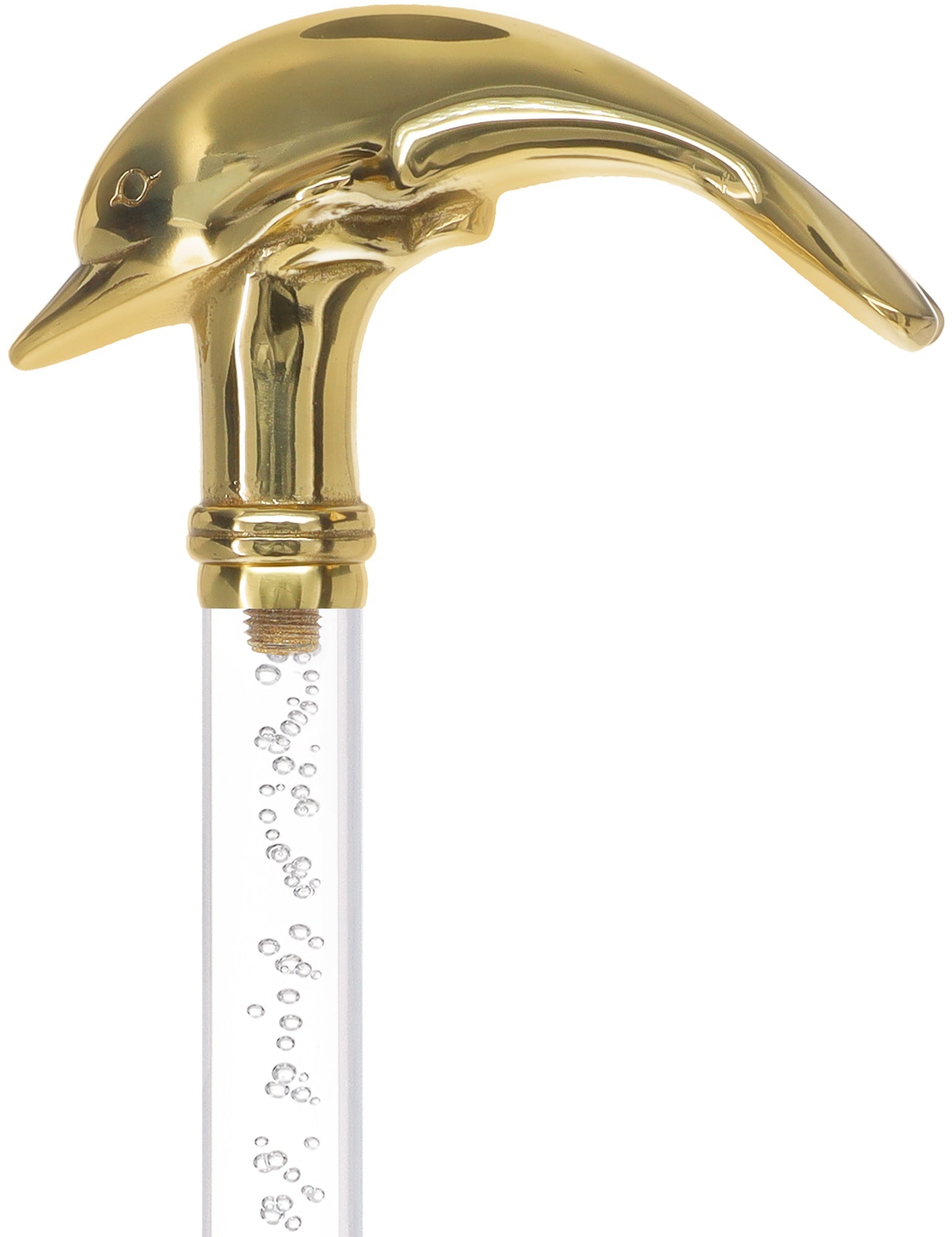Crystal Elegance Brass Dolphin Cane with Invisible Acrylic Shaft Options Clear Lucite Walking Canes - Tophatter Daily Deals