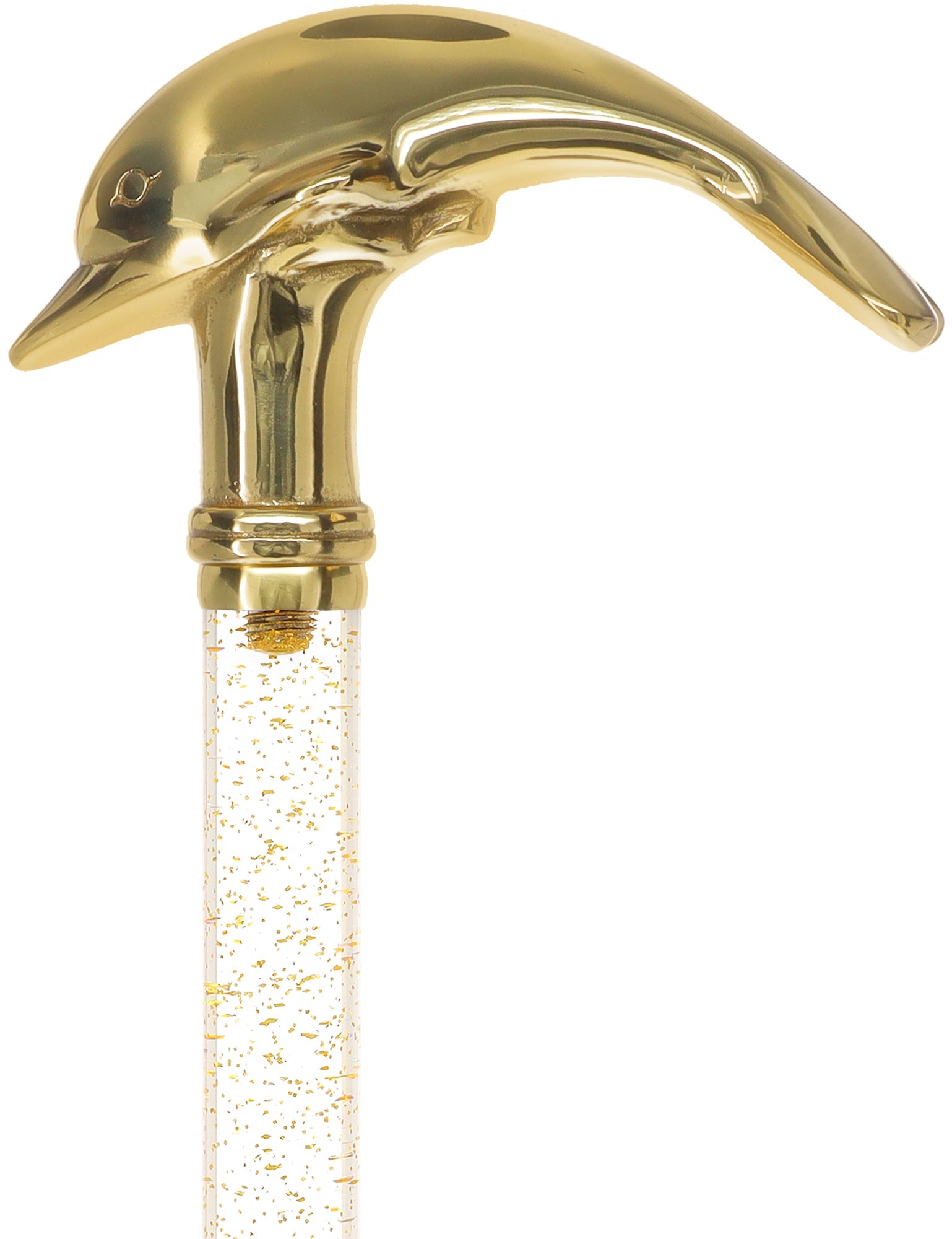 Crystal Elegance Brass Dolphin Cane with Invisible Acrylic Shaft Options Clear Lucite Walking Canes - Tophatter Daily Deals