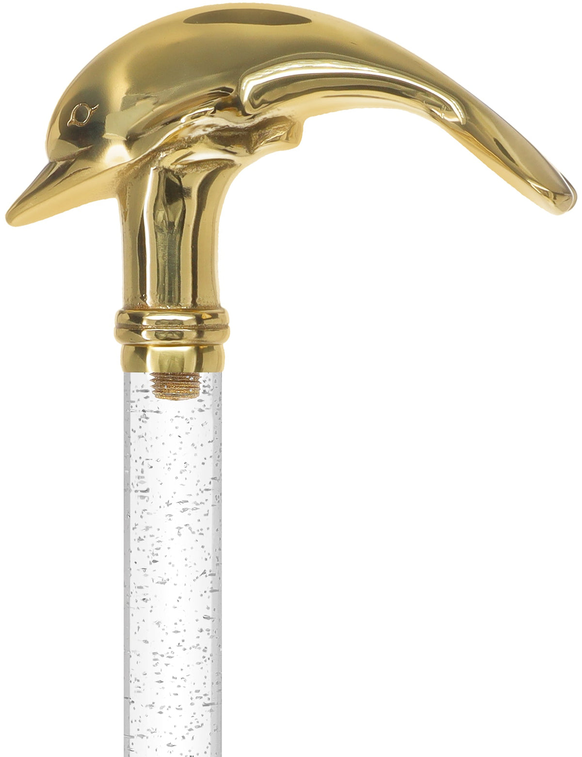Crystal Elegance Brass Dolphin Cane with Invisible Acrylic Shaft Options Clear Lucite Walking Canes - Tophatter Daily Deals