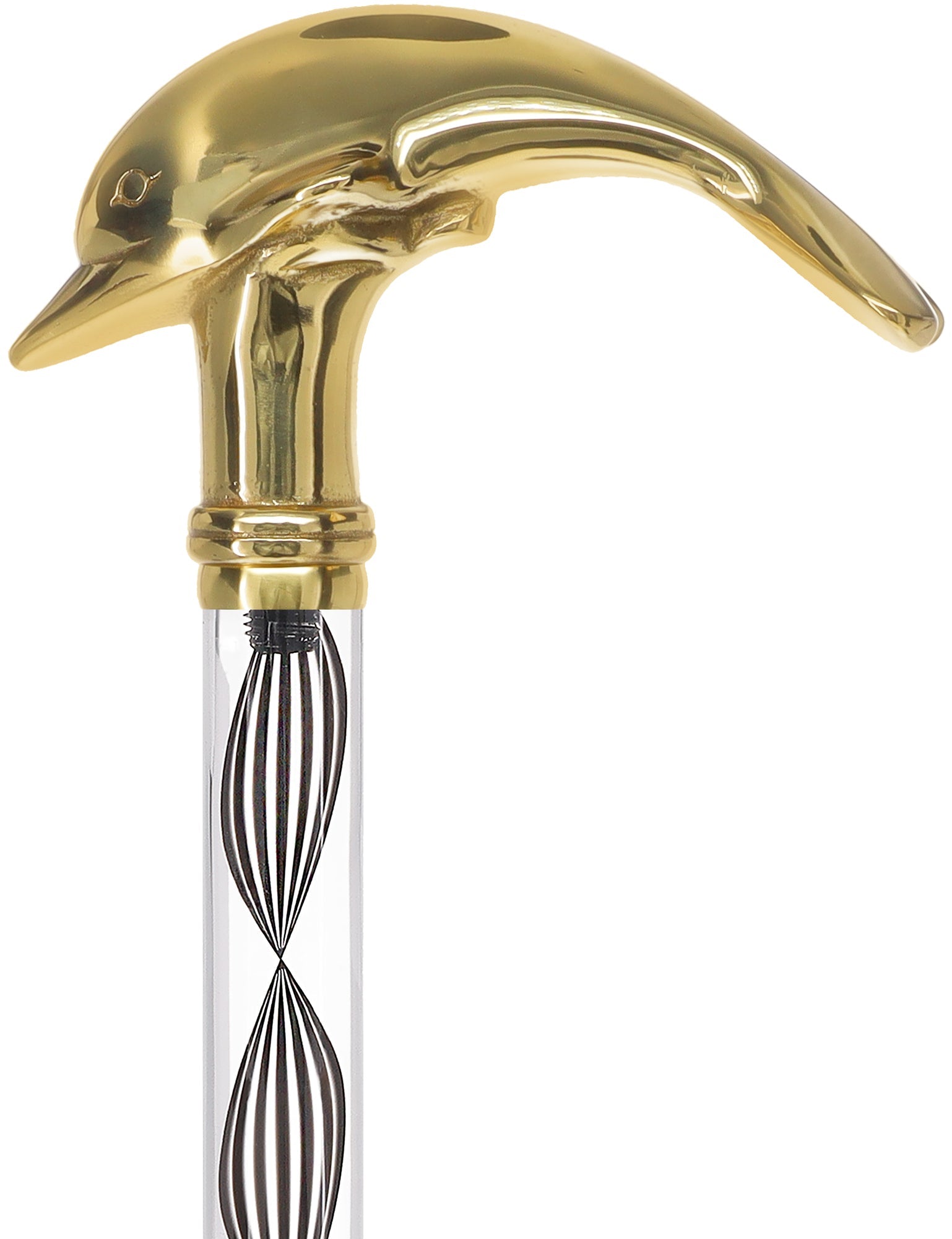 Crystal Elegance Brass Dolphin Cane with Invisible Acrylic Shaft Options Clear Lucite Walking Canes - Tophatter Daily Deals