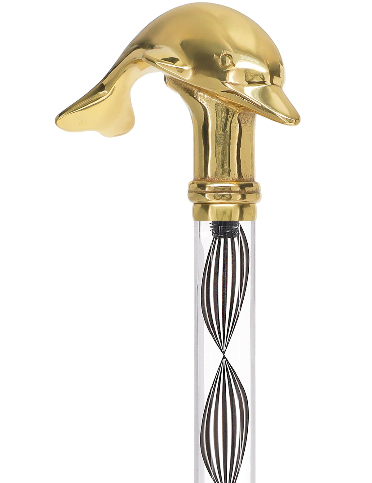 Crystal Elegance Brass Dolphin Cane with Invisible Acrylic Shaft Options Clear Lucite Walking Canes - Tophatter Daily Deals