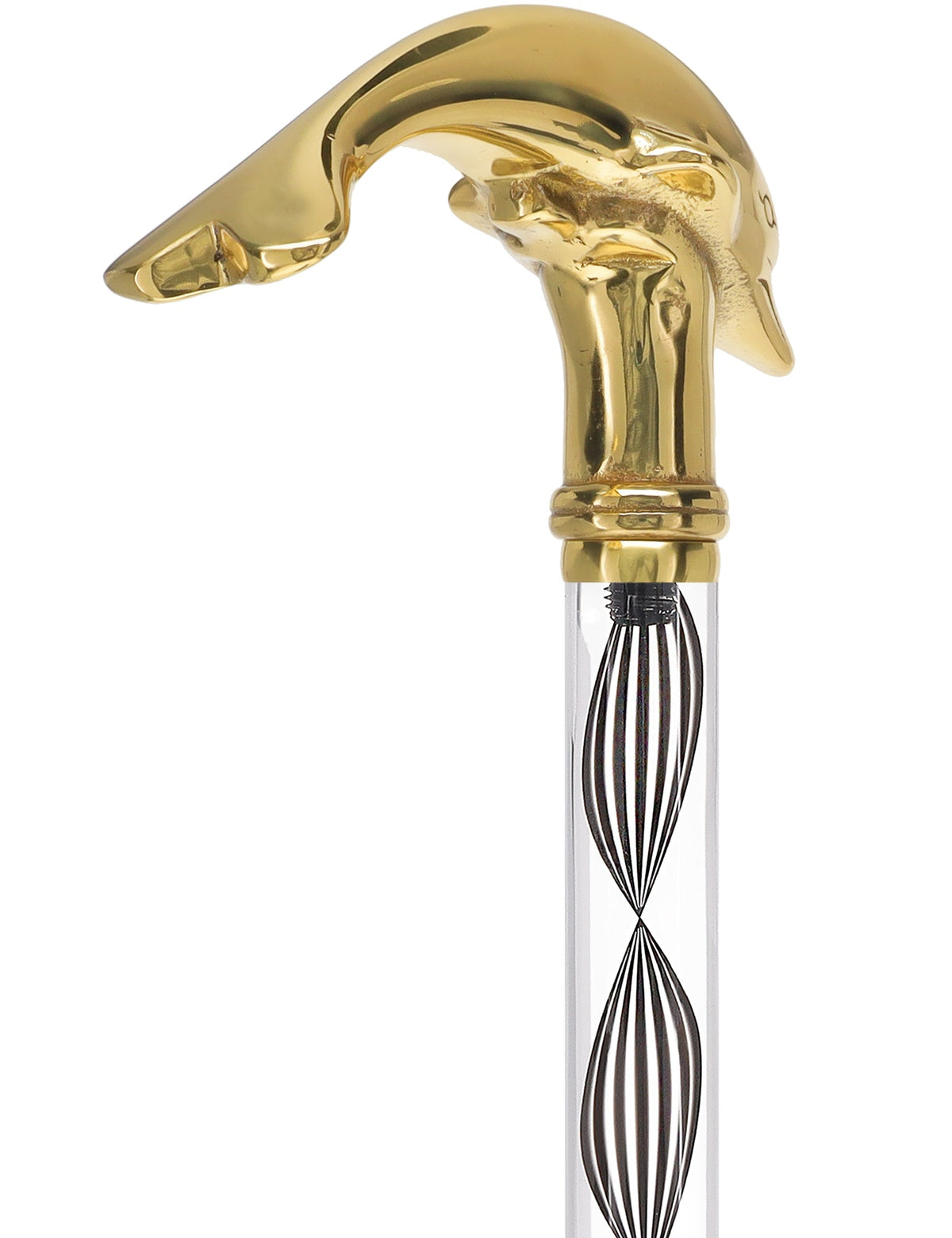 Crystal Elegance Brass Dolphin Cane with Invisible Acrylic Shaft Options Clear Lucite Walking Canes - Tophatter Daily Deals