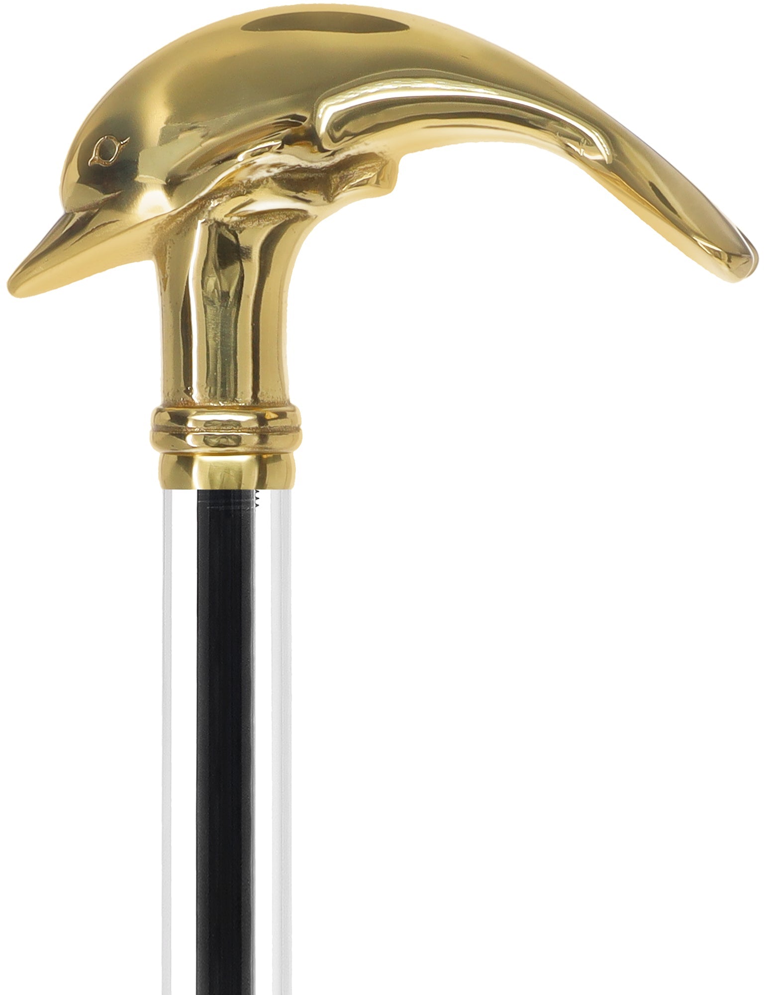 Crystal Elegance Brass Dolphin Cane with Invisible Acrylic Shaft Options Clear Lucite Walking Canes - Tophatter Daily Deals