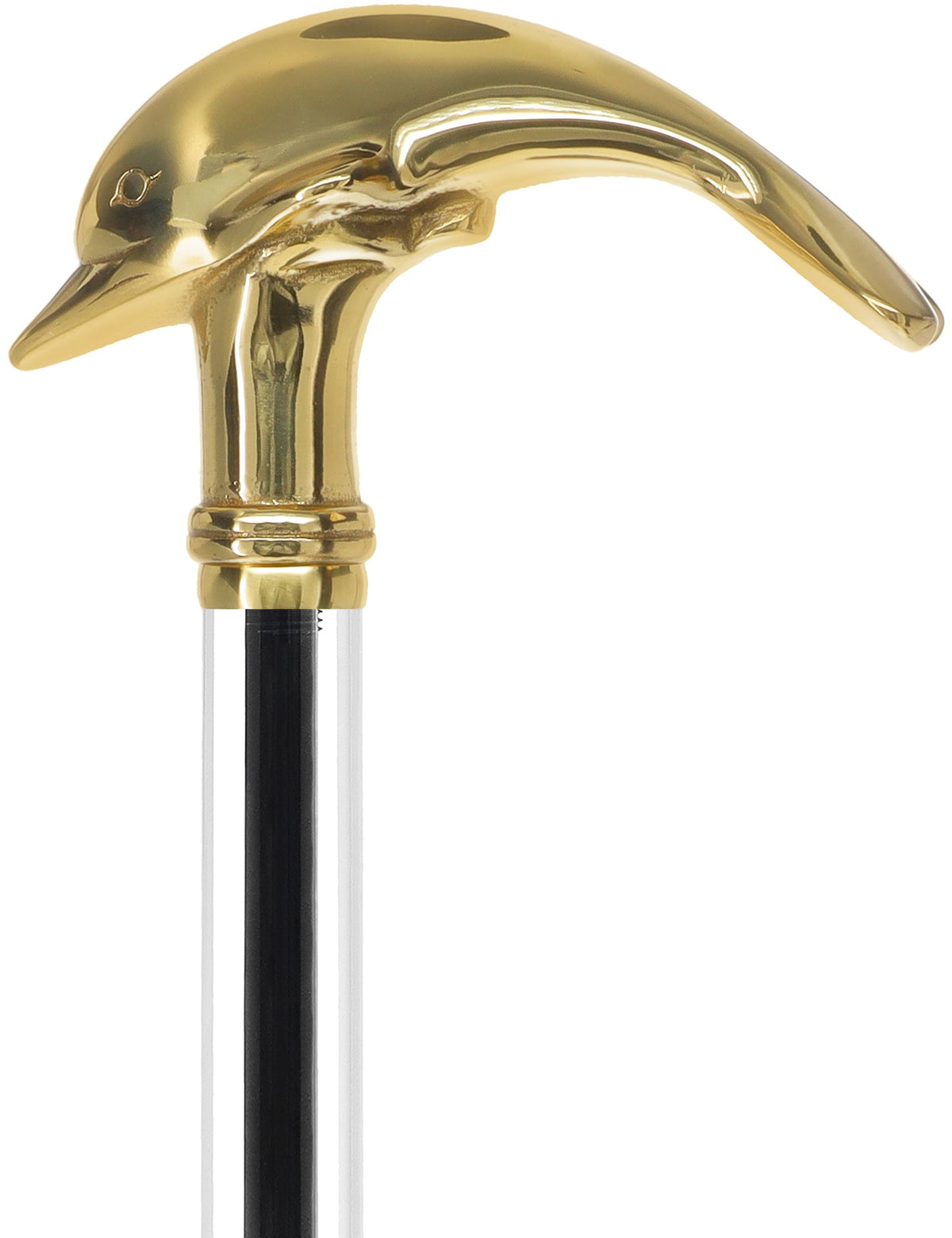 Crystal Elegance Brass Dolphin Cane with Invisible Acrylic Shaft Options Clear Lucite Walking Canes - Tophatter Daily Deals