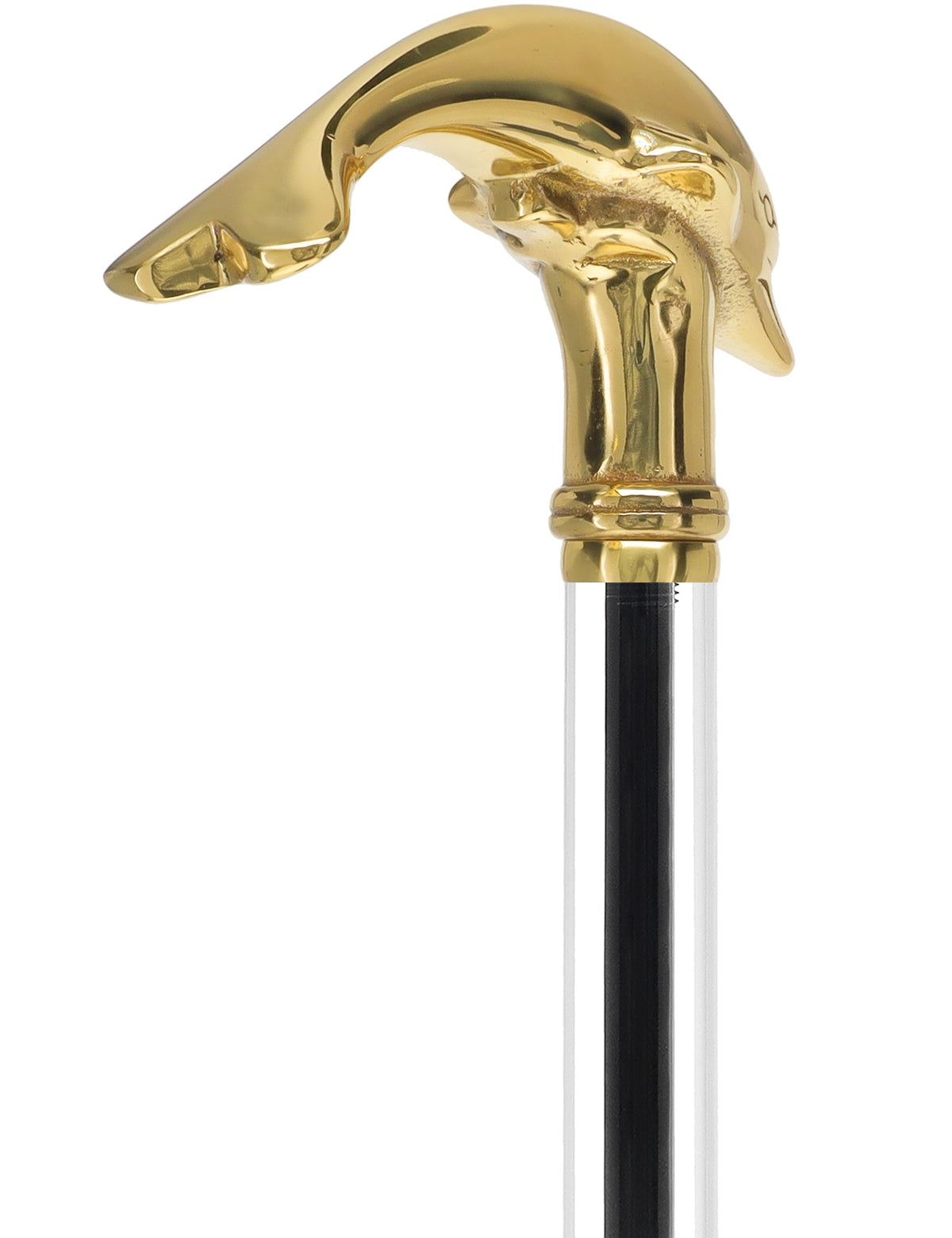 Crystal Elegance Brass Dolphin Cane with Invisible Acrylic Shaft Options Clear Lucite Walking Canes - Tophatter Daily Deals