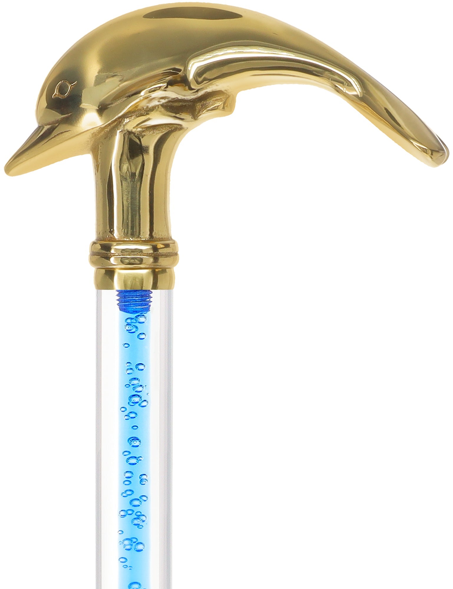 Color Crystal Elegance Brass Dolphin Cane with Invisible Acrylic Shaft Options Clear Lucite Walking Canes - Tophatter Daily Deals
