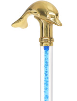 Color Crystal Elegance Brass Dolphin Cane with Invisible Acrylic Shaft Options Clear Lucite Walking Canes - Tophatter Daily Deals