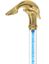 Color Crystal Elegance Brass Dolphin Cane with Invisible Acrylic Shaft Options Clear Lucite Walking Canes - Tophatter Daily Deals
