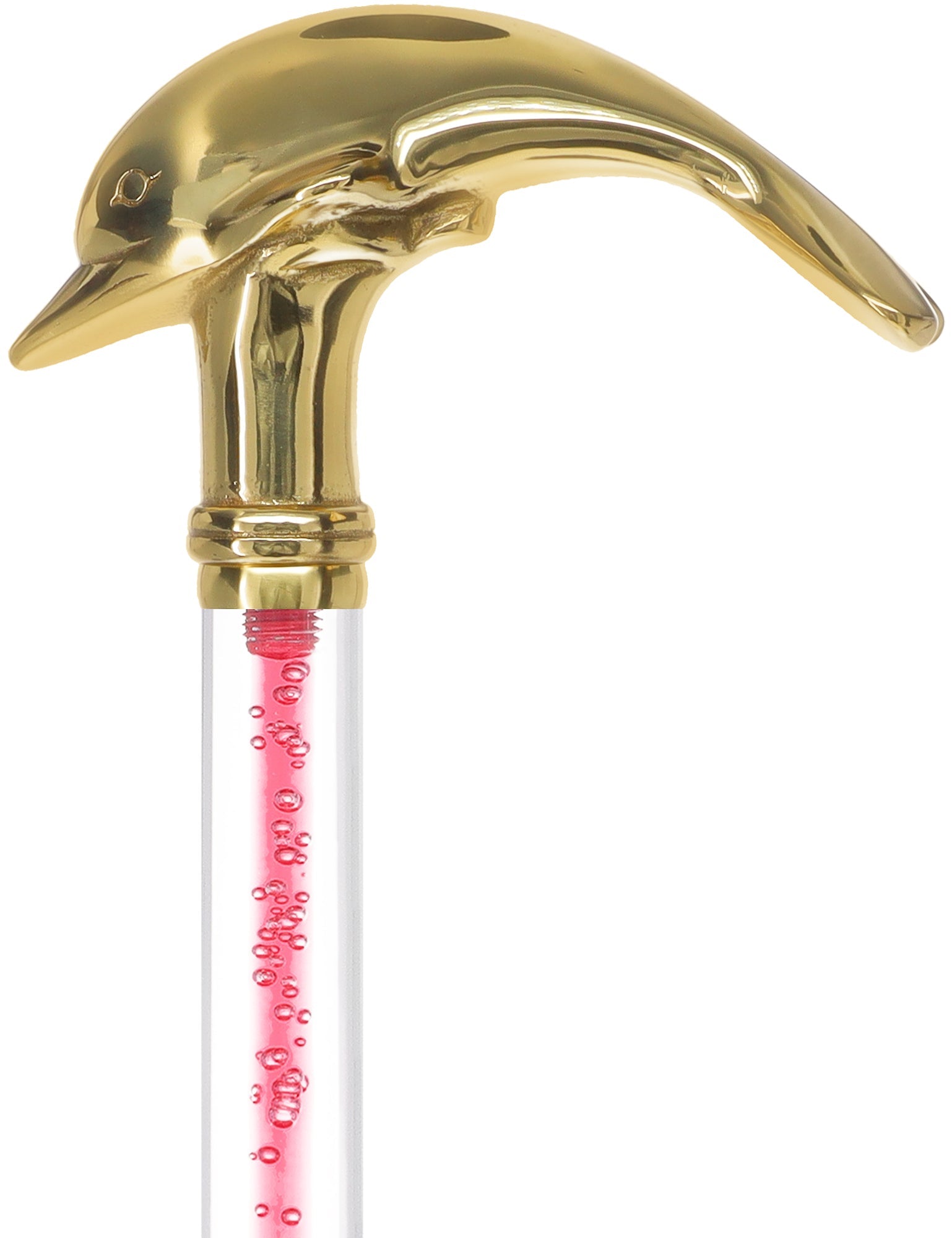 Color Crystal Elegance Brass Dolphin Cane with Invisible Acrylic Shaft Options Clear Lucite Walking Canes - Tophatter Daily Deals