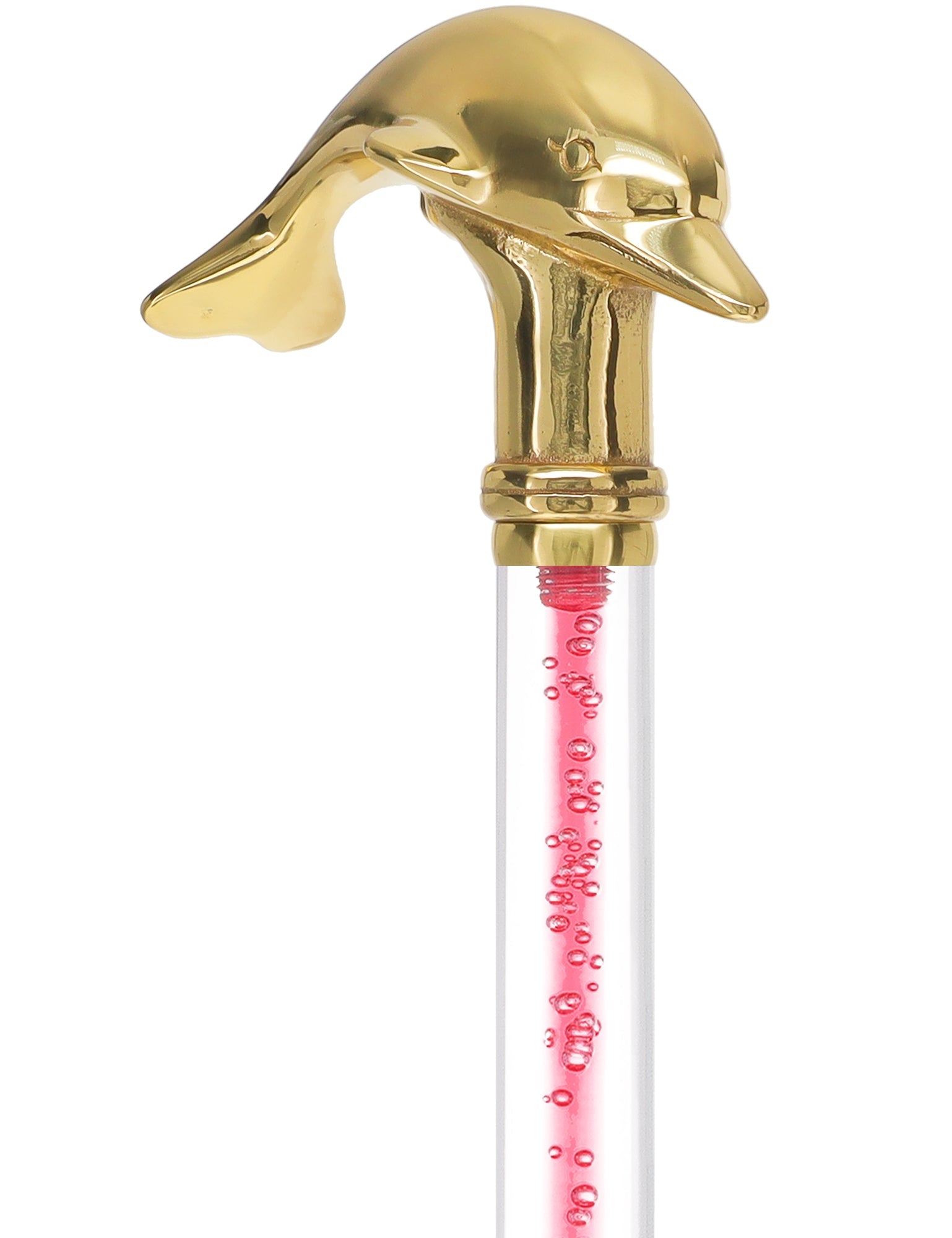Color Crystal Elegance Brass Dolphin Cane with Invisible Acrylic Shaft Options Clear Lucite Walking Canes - Tophatter Daily Deals