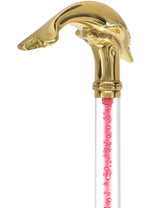 Color Crystal Elegance Brass Dolphin Cane with Invisible Acrylic Shaft Options Clear Lucite Walking Canes - Tophatter Daily Deals