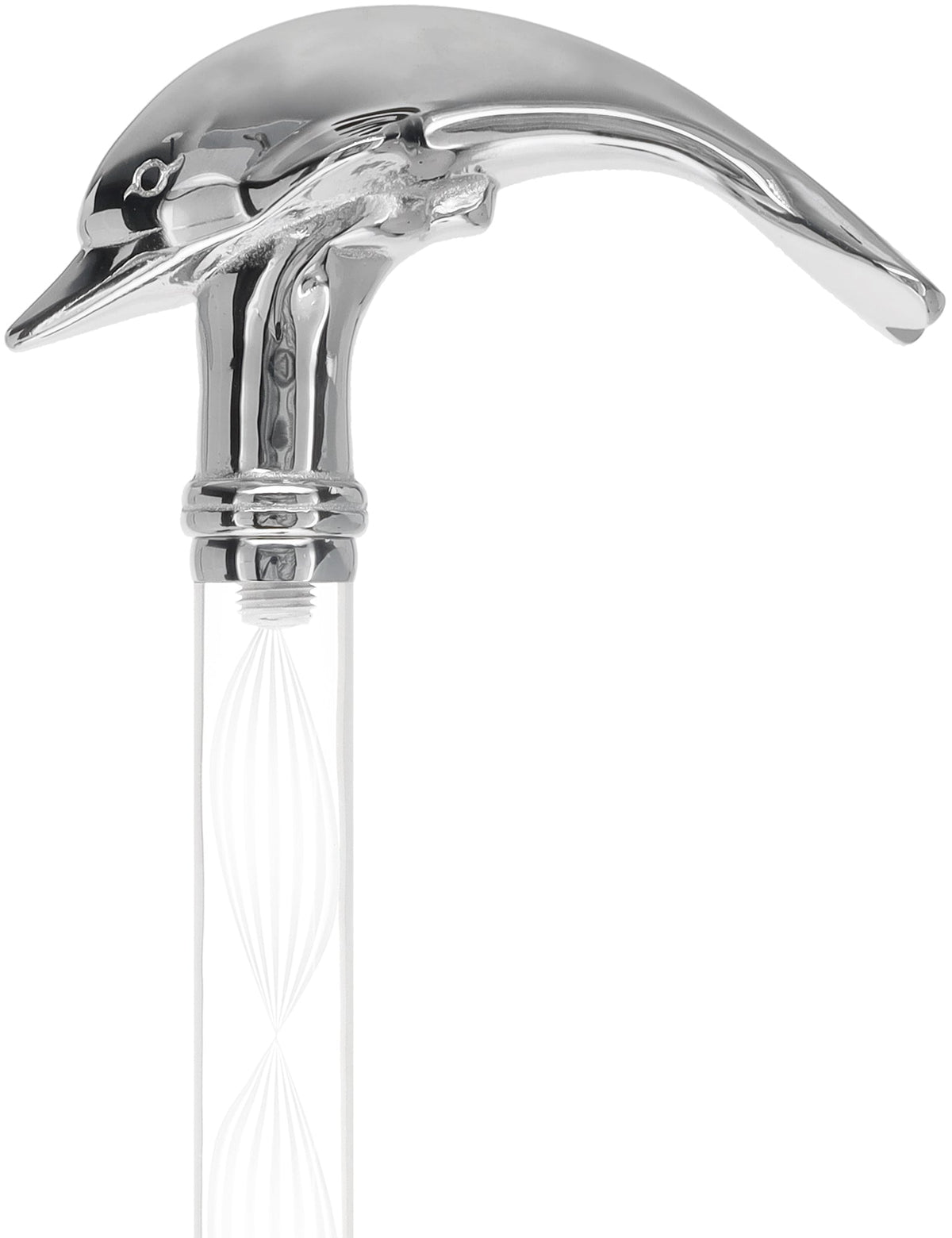 Crystal Elegance Chrome Dolphin Cane with Invisible Acrylic Shaft Options Clear Lucite Walking Canes - Tophatter Daily Deals