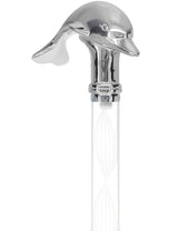 Crystal Elegance Chrome Dolphin Cane with Invisible Acrylic Shaft Options Clear Lucite Walking Canes - Tophatter Daily Deals