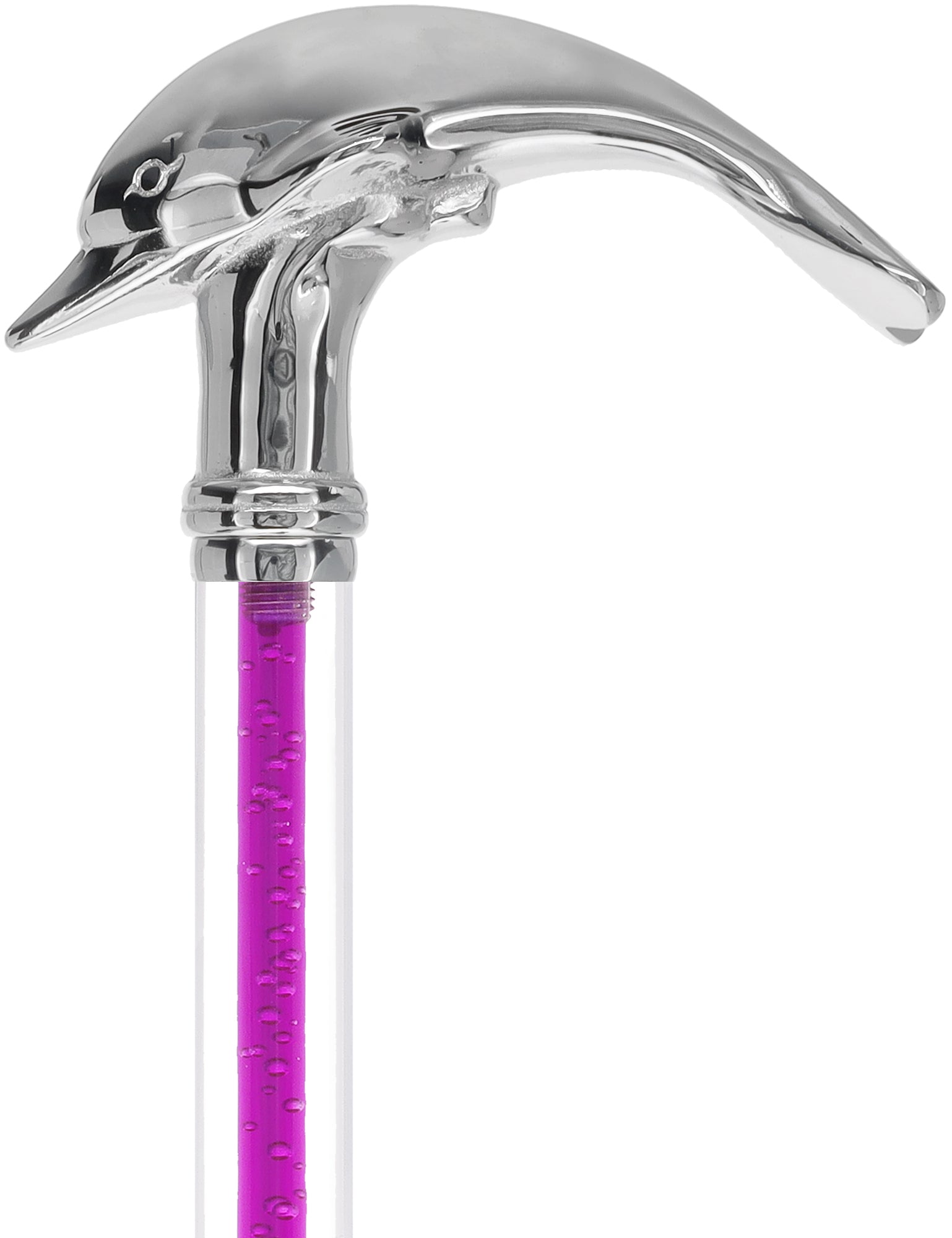 Color Crystal Elegance Chrome Dolphin Cane with Invisible Acrylic Shaft Options Clear Lucite Walking Canes - Tophatter Daily Deals