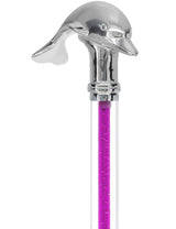 Color Crystal Elegance Chrome Dolphin Cane with Invisible Acrylic Shaft Options Clear Lucite Walking Canes - Tophatter Daily Deals