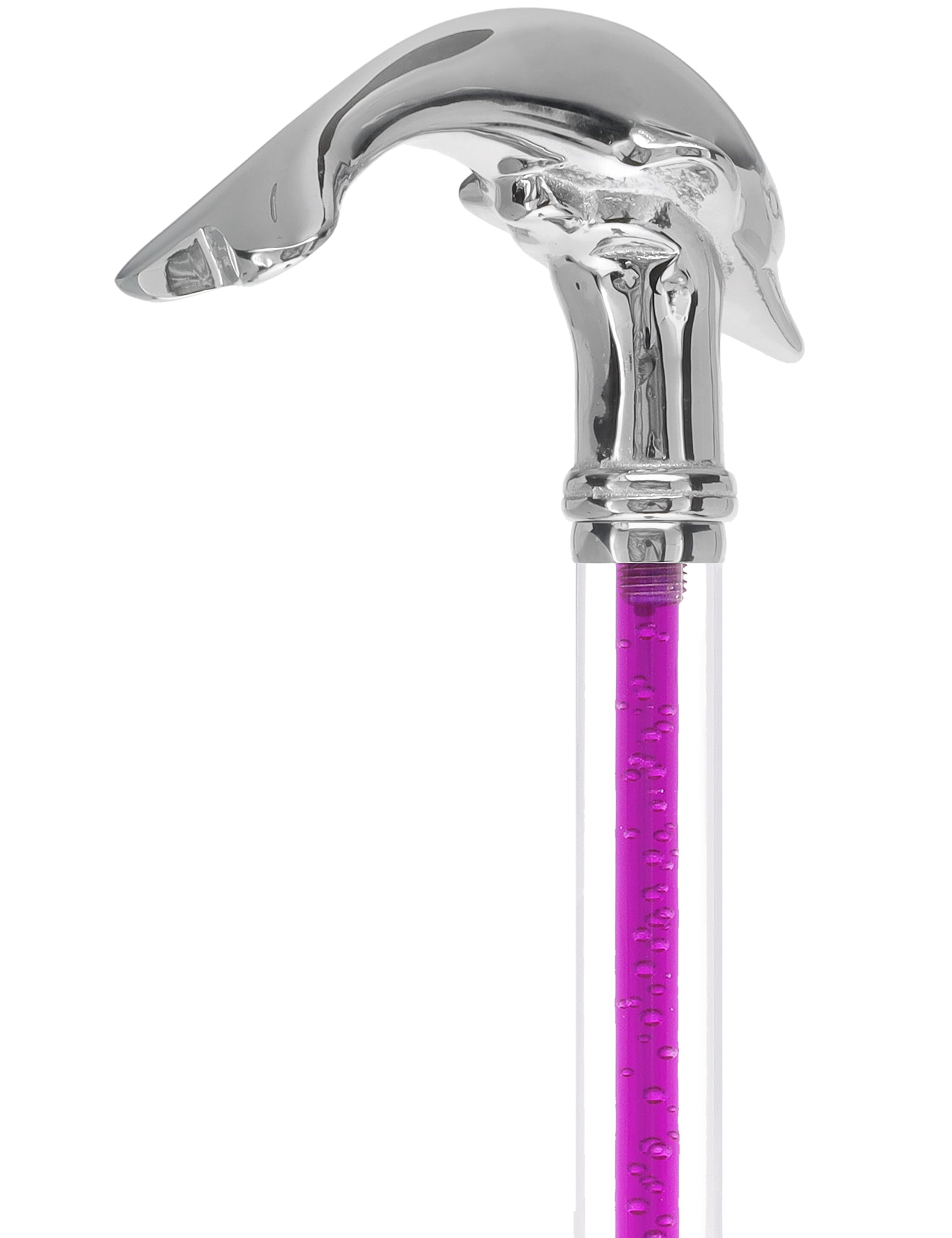 Color Crystal Elegance Chrome Dolphin Cane with Invisible Acrylic Shaft Options Clear Lucite Walking Canes - Tophatter Daily Deals