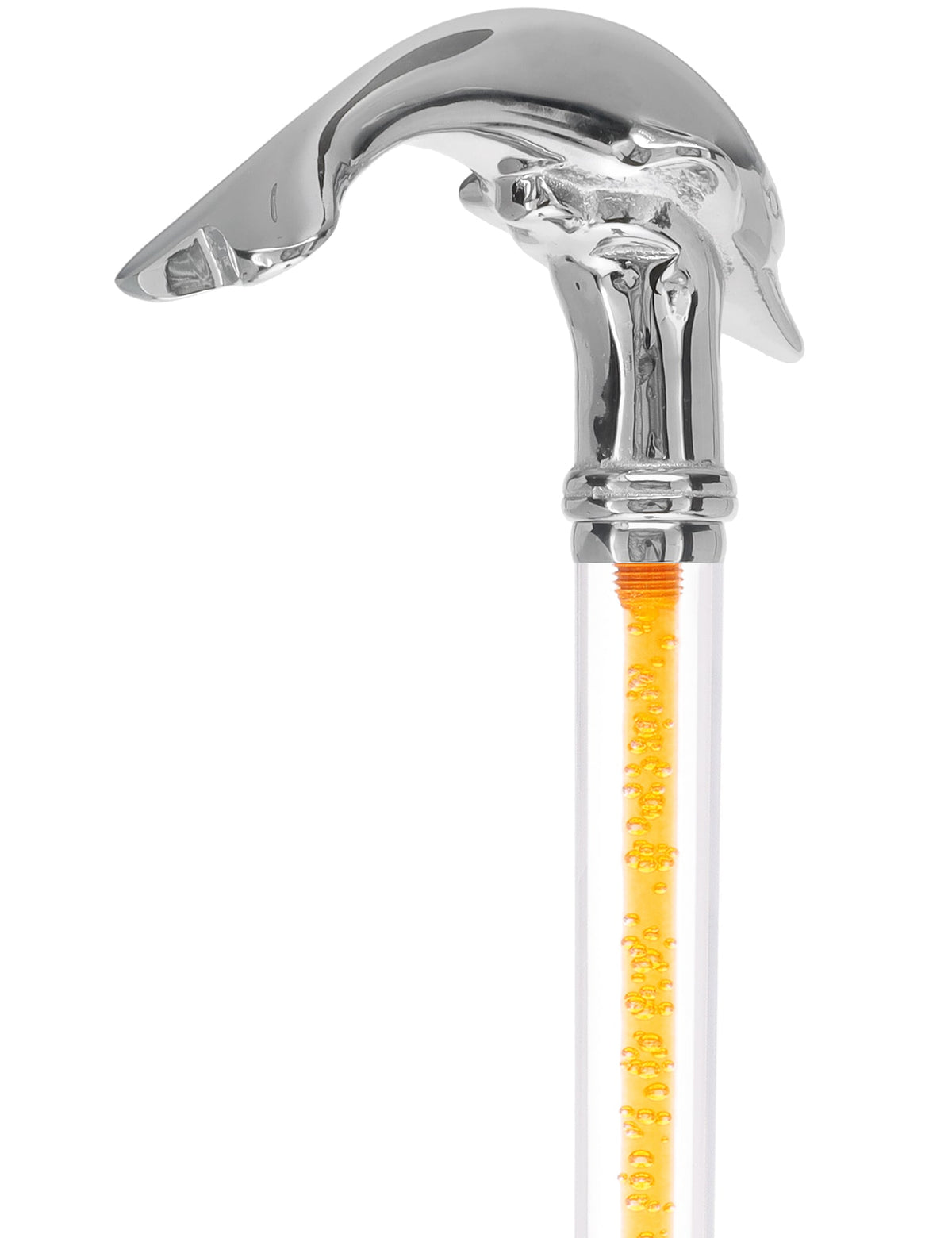 Color Crystal Elegance Chrome Dolphin Cane with Invisible Acrylic Shaft Options Clear Lucite Walking Canes - Tophatter Daily Deals