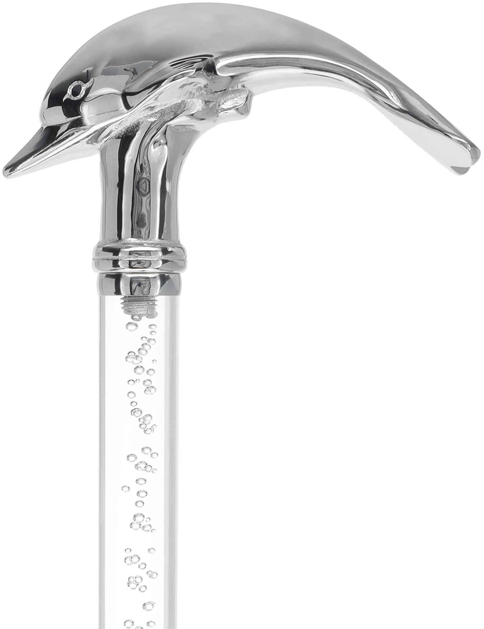 Crystal Elegance Chrome Dolphin Cane with Invisible Acrylic Shaft Options Clear Lucite Walking Canes - Tophatter Daily Deals