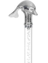 Crystal Elegance Chrome Dolphin Cane with Invisible Acrylic Shaft Options Clear Lucite Walking Canes - Tophatter Daily Deals