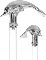Crystal Elegance Chrome Dolphin Cane with Invisible Acrylic Shaft Options Crystal Clarity Clear Lucite Walking Canes - Tophatter Daily Deals