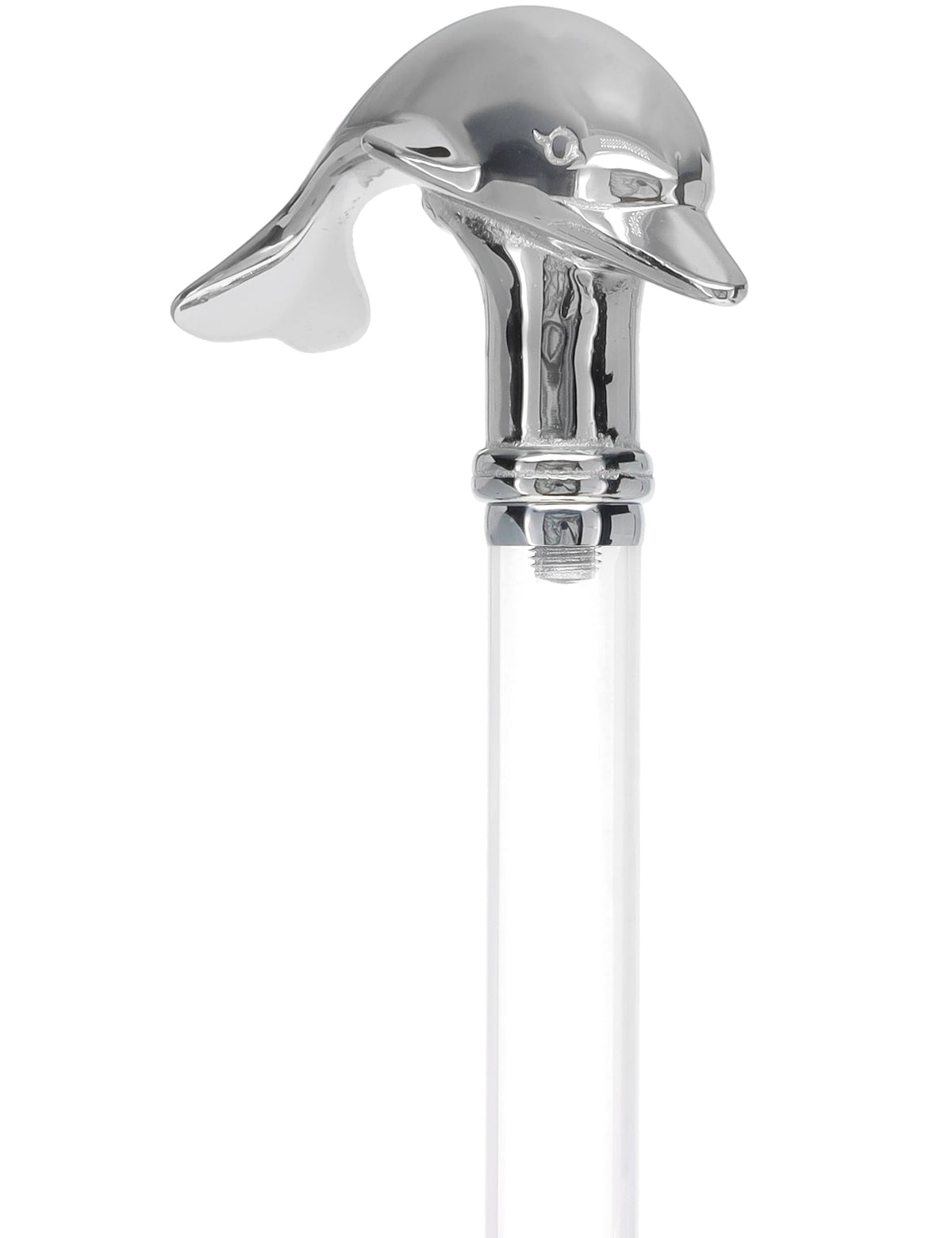Crystal Elegance Chrome Dolphin Cane with Invisible Acrylic Shaft Options Clear Lucite Walking Canes - Tophatter Daily Deals