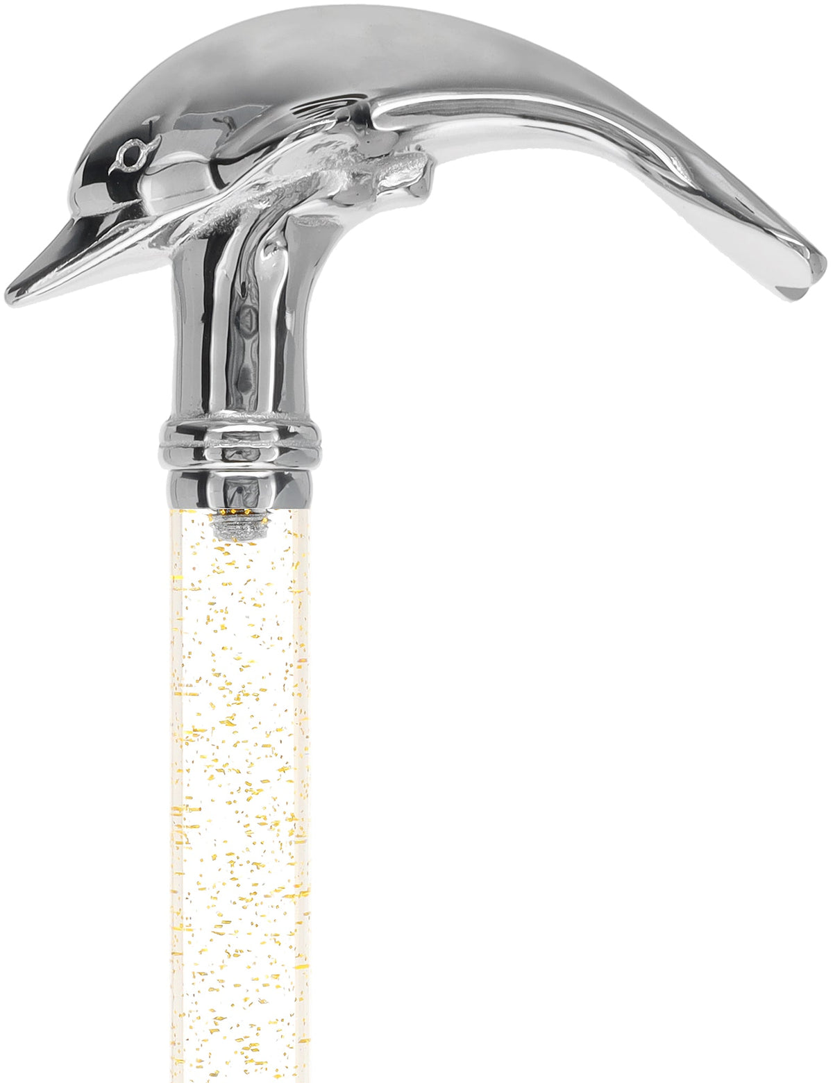 Crystal Elegance Chrome Dolphin Cane with Invisible Acrylic Shaft Options Clear Lucite Walking Canes - Tophatter Daily Deals