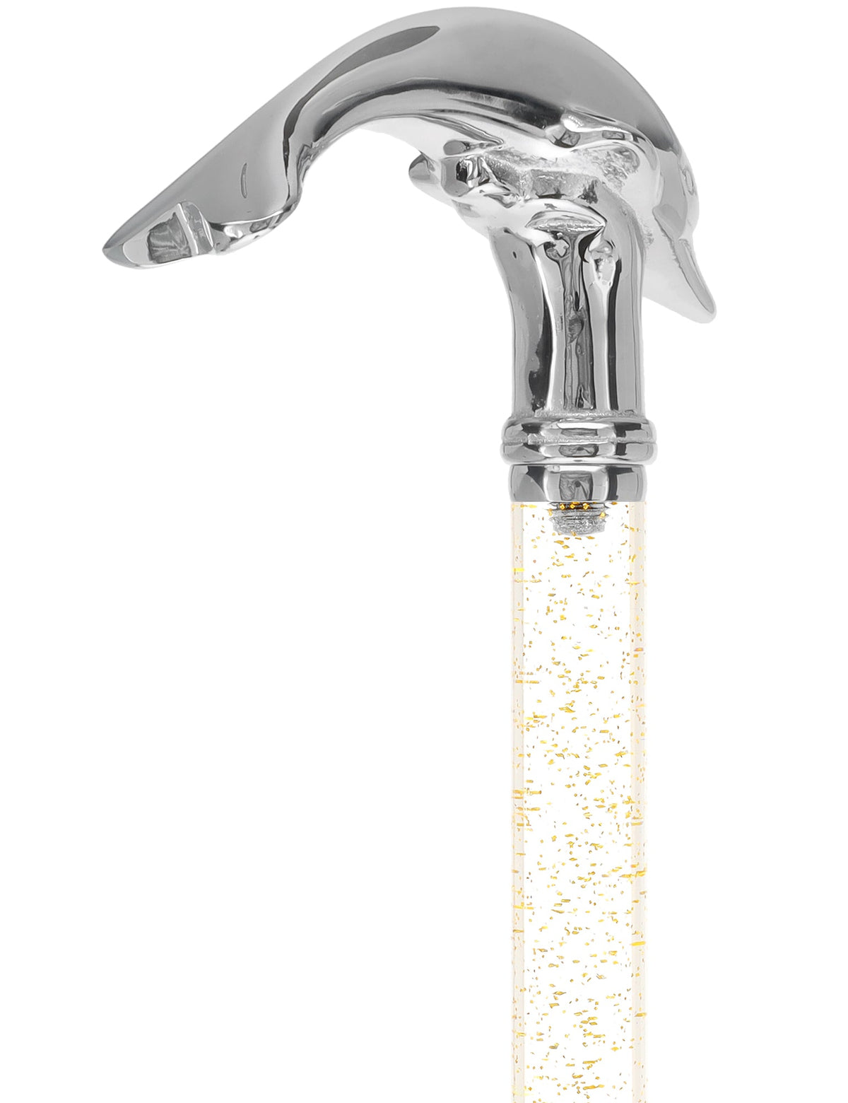 Crystal Elegance Chrome Dolphin Cane with Invisible Acrylic Shaft Options Clear Lucite Walking Canes - Tophatter Daily Deals