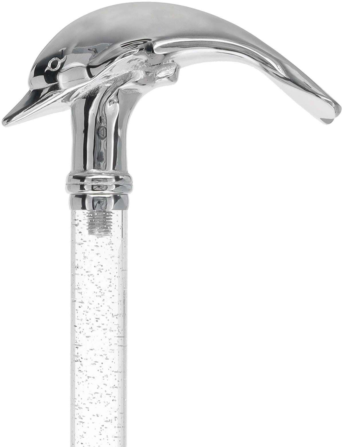Crystal Elegance Chrome Dolphin Cane with Invisible Acrylic Shaft Options Clear Lucite Walking Canes - Tophatter Daily Deals